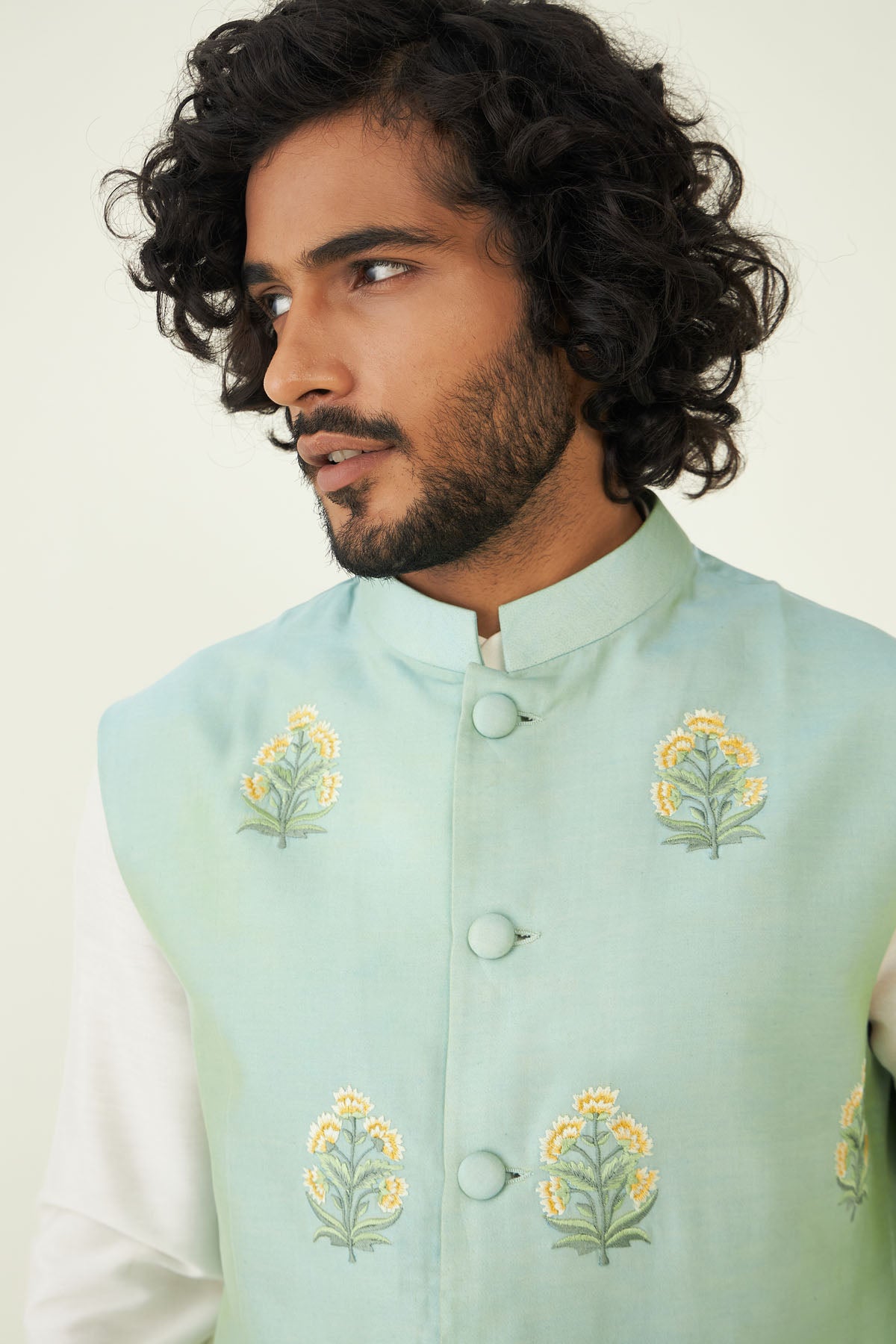 Green Silk Chanderi Bundi Set