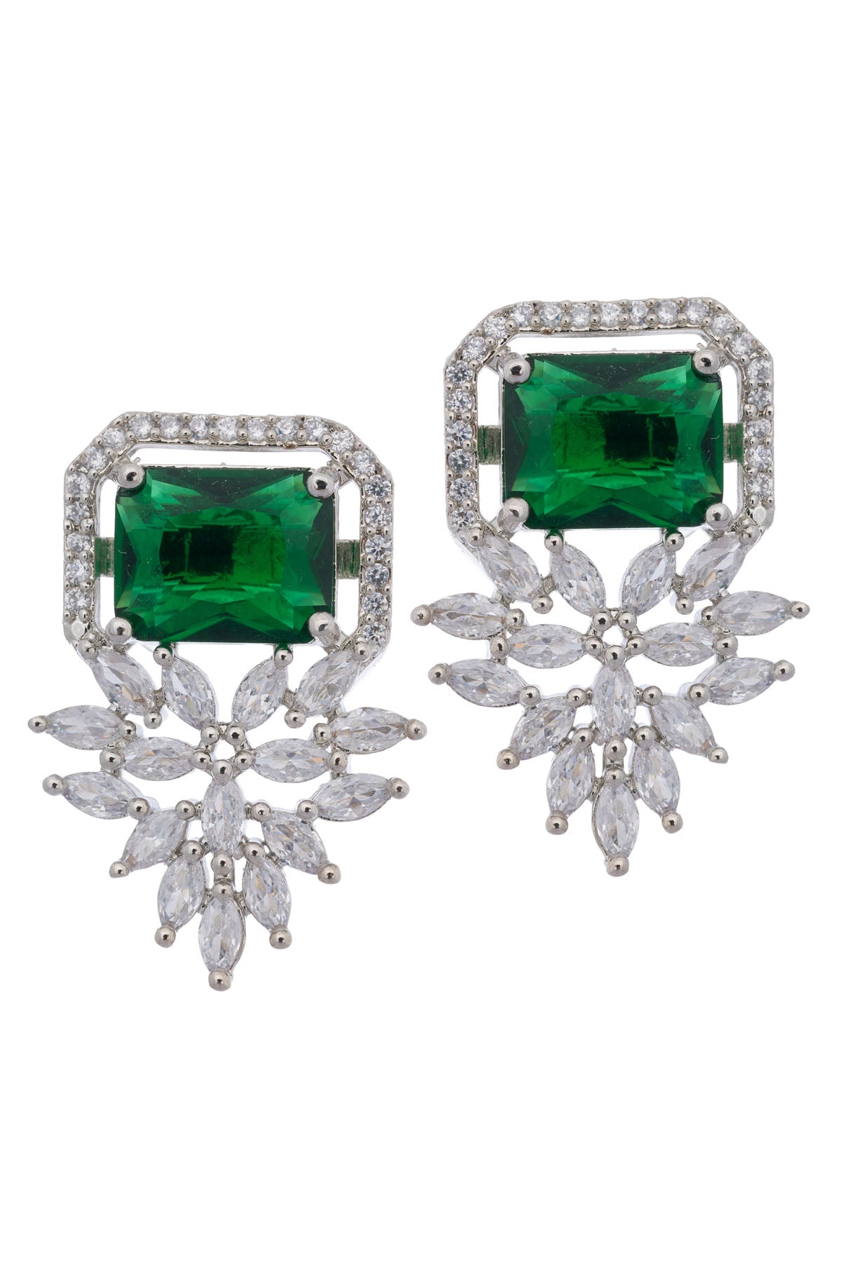 Green Square Marquis Earrings
