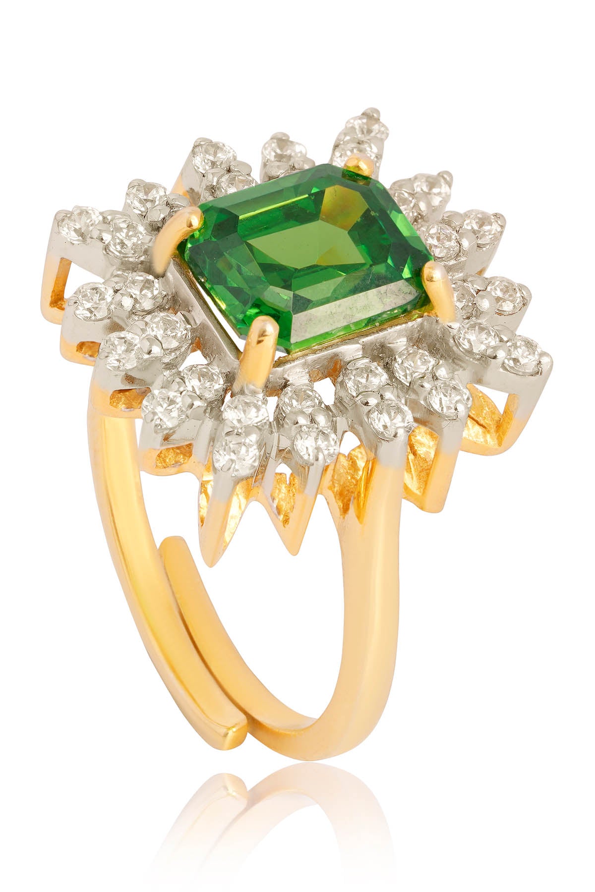Green Stone Gold Plated Ring