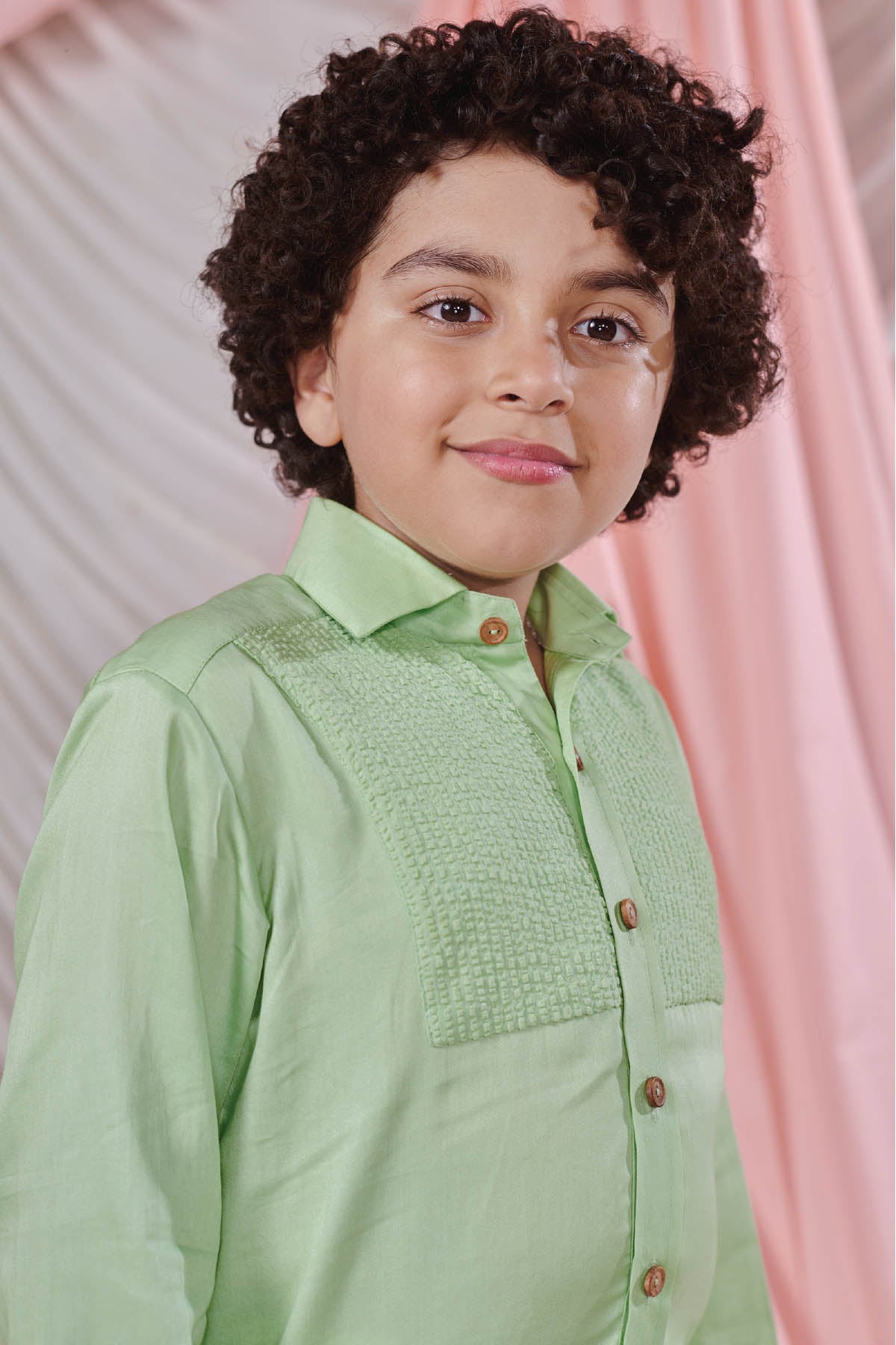 Green Textured Stripes Shirt