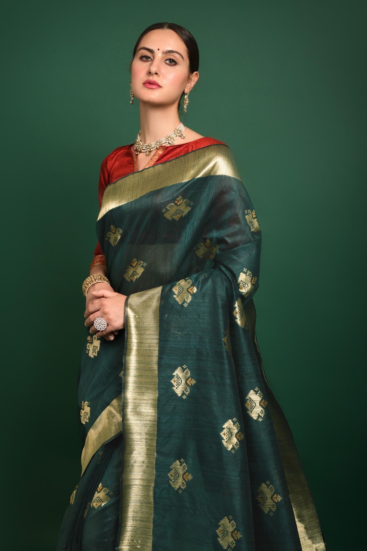 Green Tussar Silk Saree