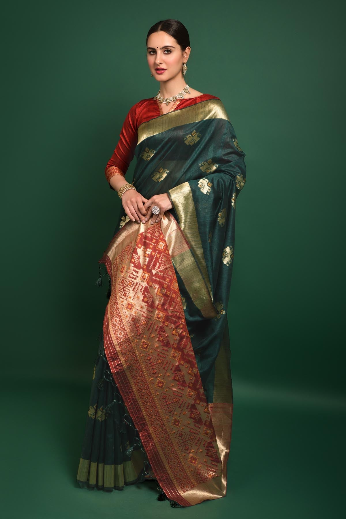 Green Tussar Silk Saree