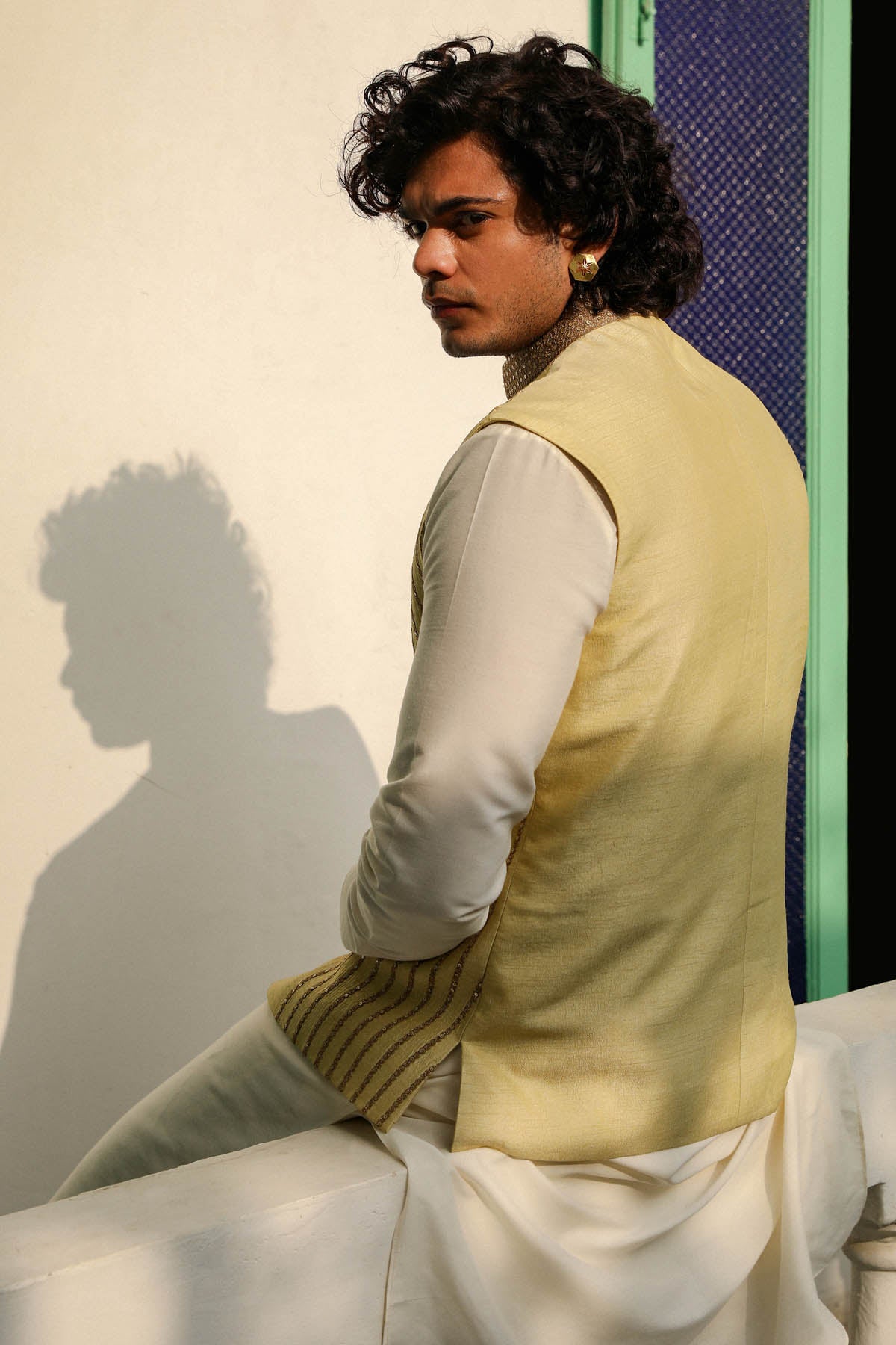 Green Zari Embroidered Bundi