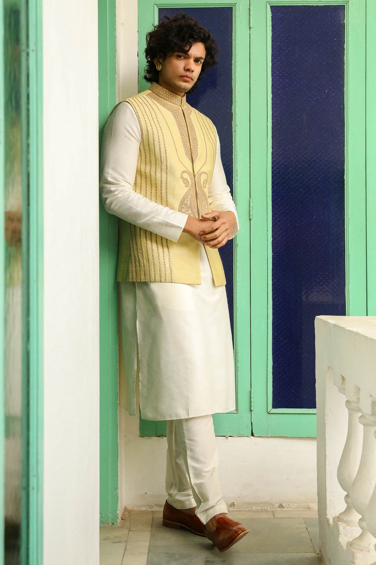 Green Zari Embroidered Bundi