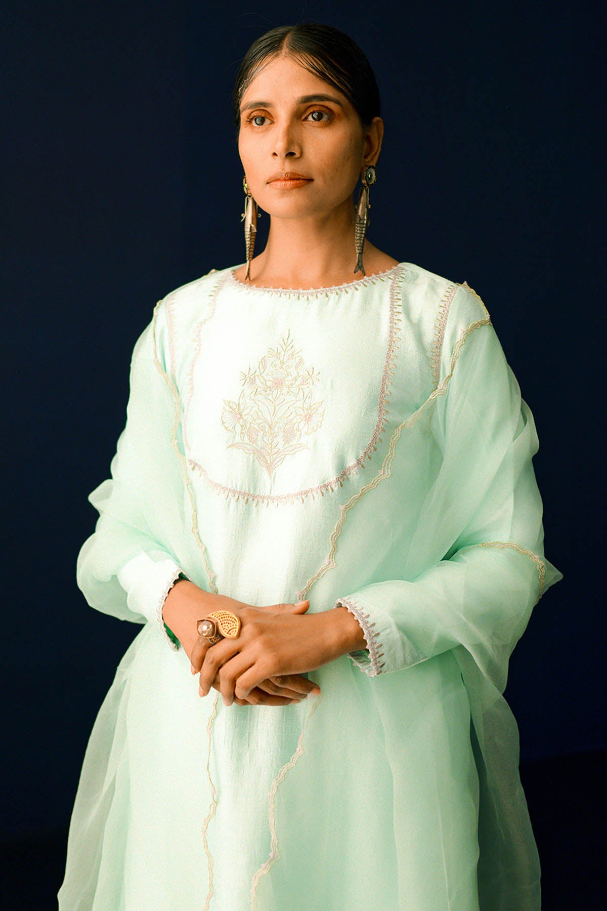 Green Zari & Pearl Kurta Set