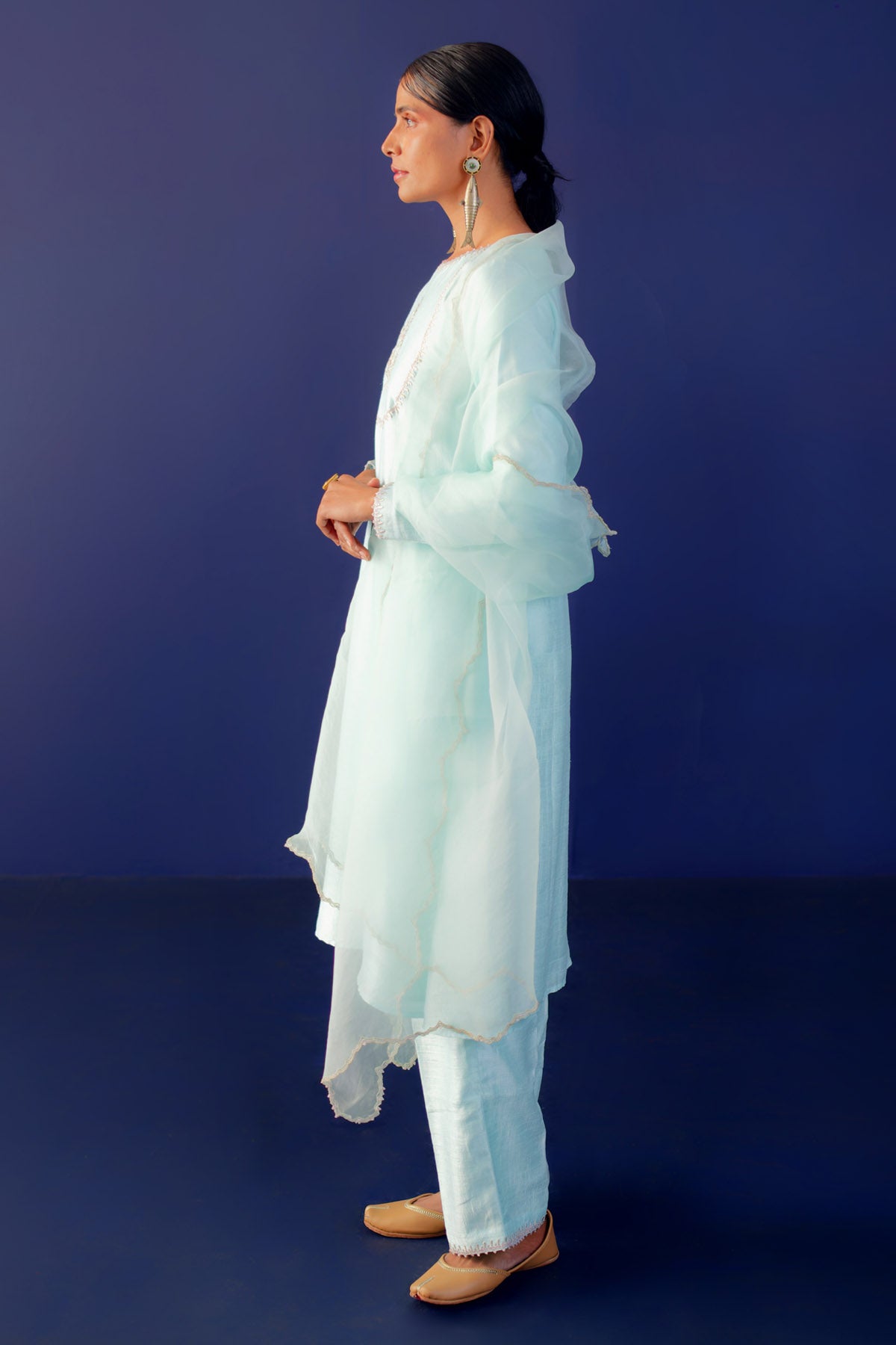 Green Zari & Pearl Kurta Set