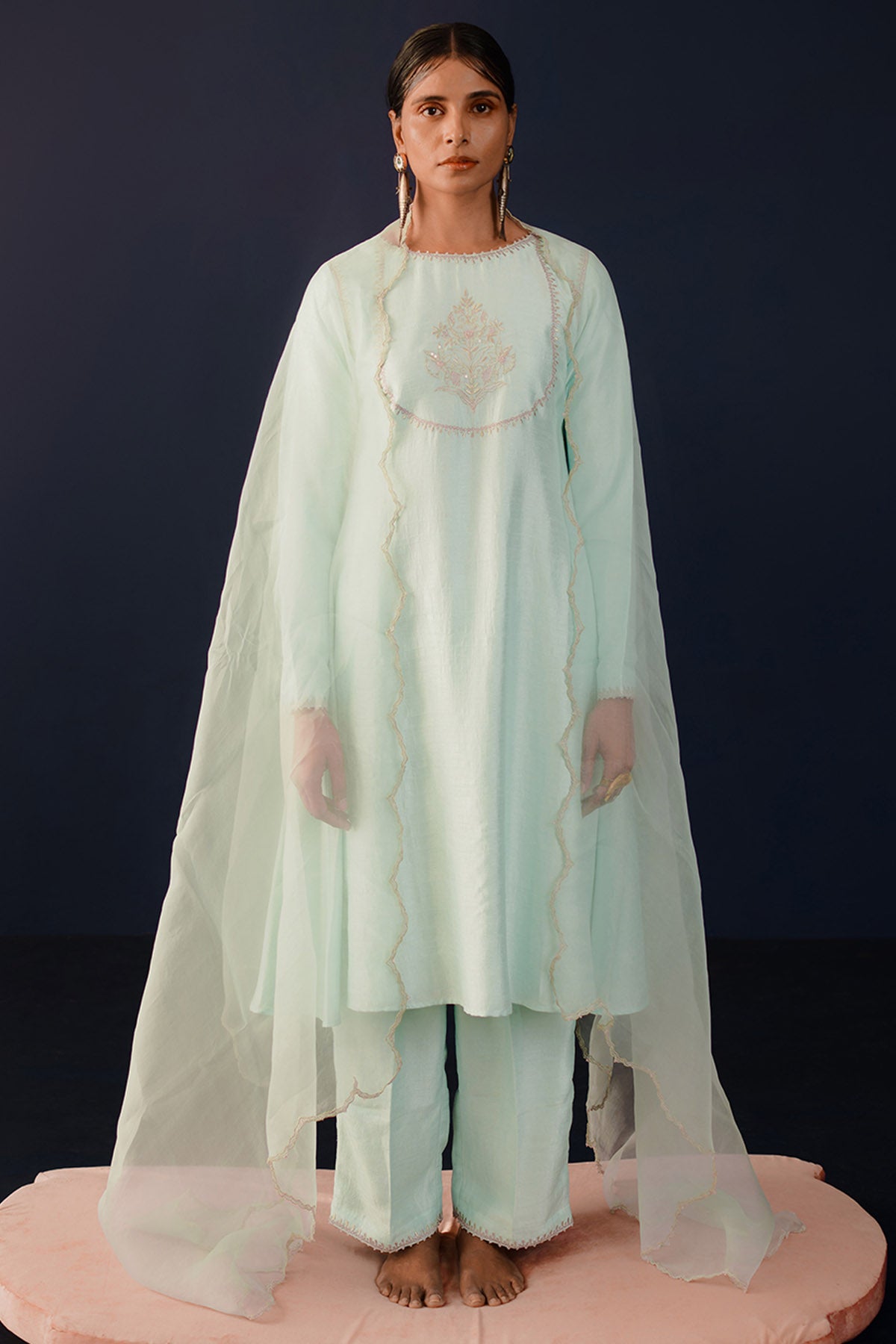 Green Zari & Pearl Kurta Set