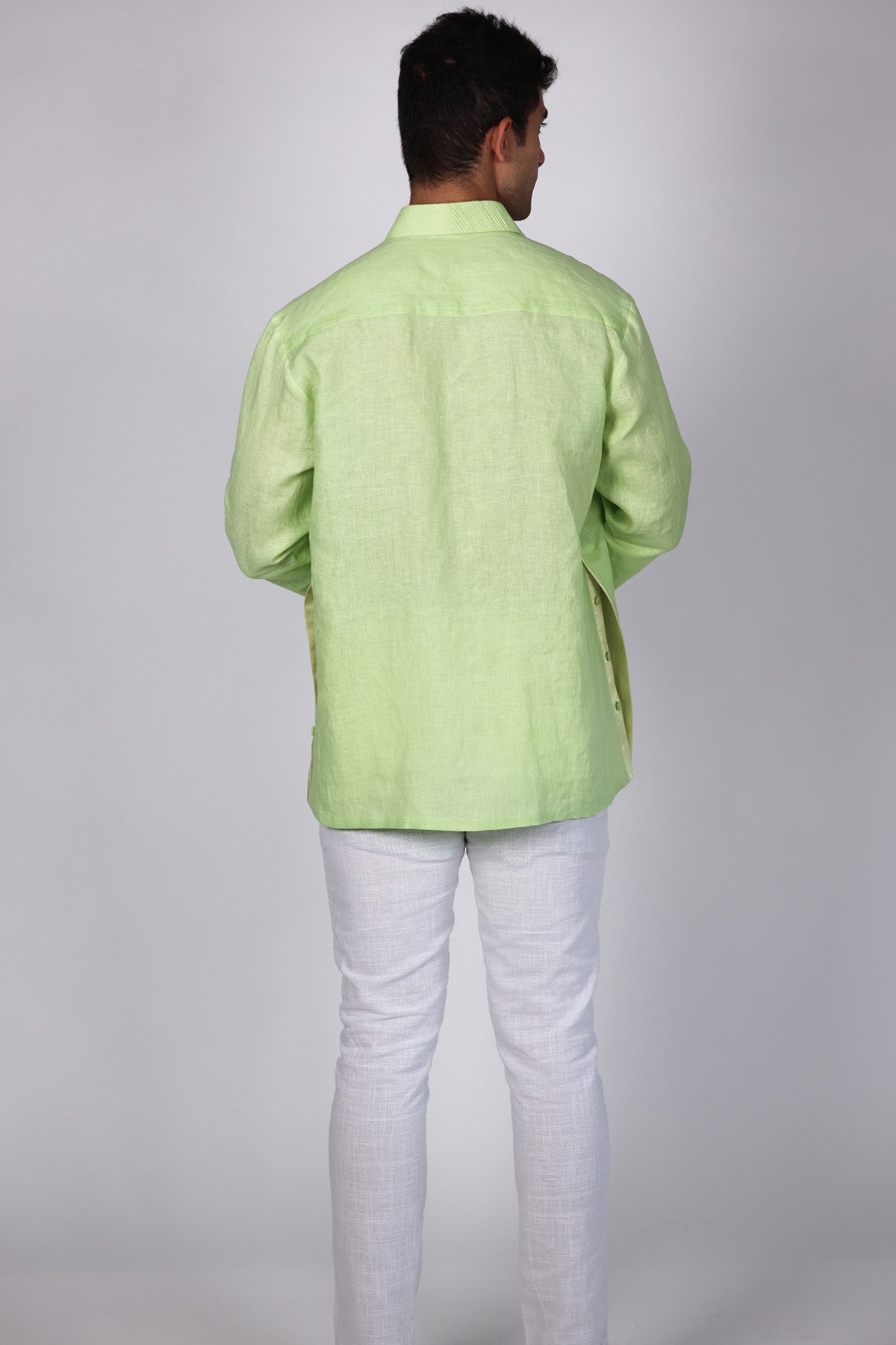 Green 100% Linen Placket Shirt