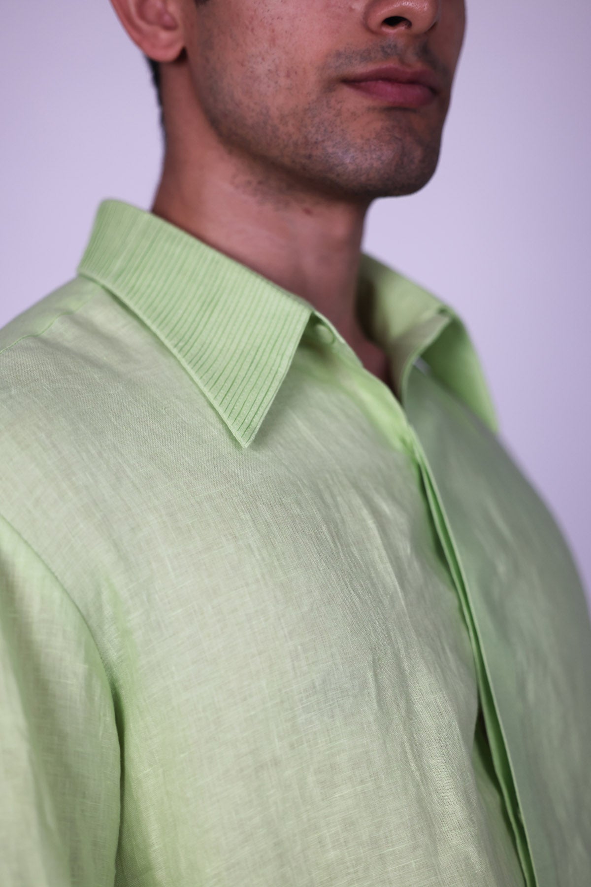 Green 100% Linen Placket Shirt