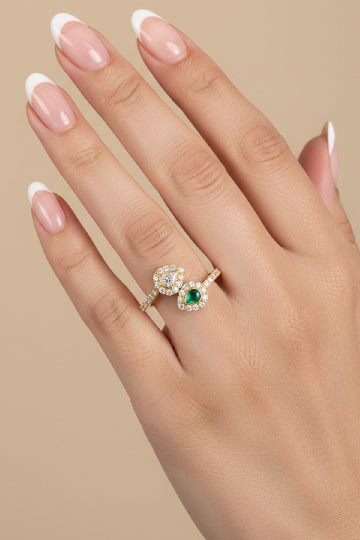 Buy Green 925 Moissanite Polki Ring Set for women by Sica online available at scrollnshops