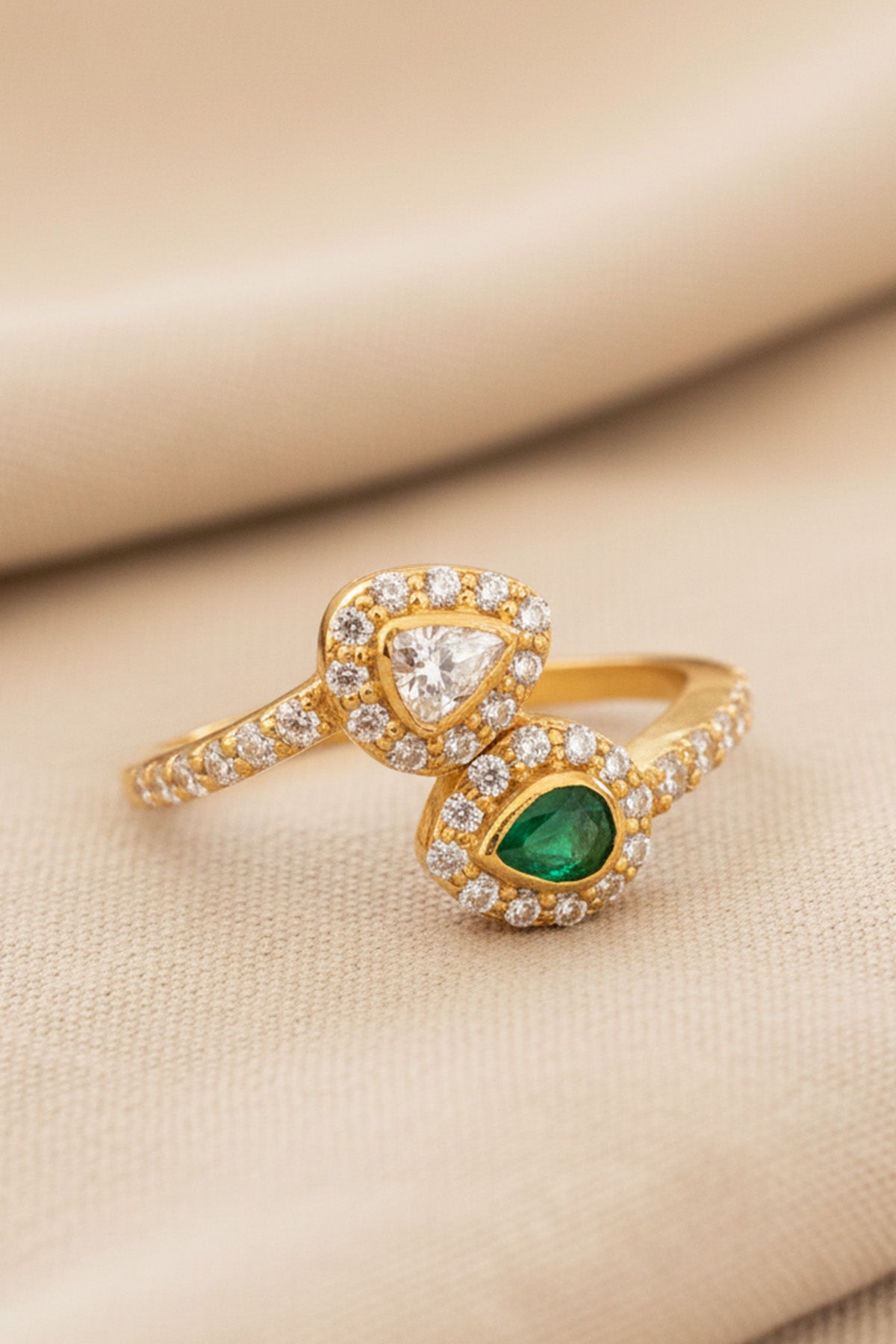 Green 925 Moissanite Polki Ring
