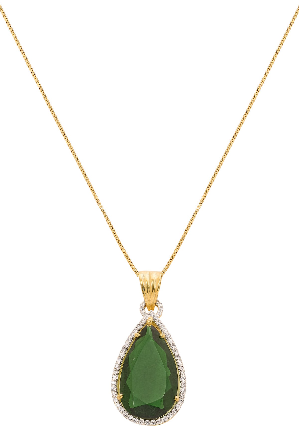 Green 925 Silver Drop Pendant