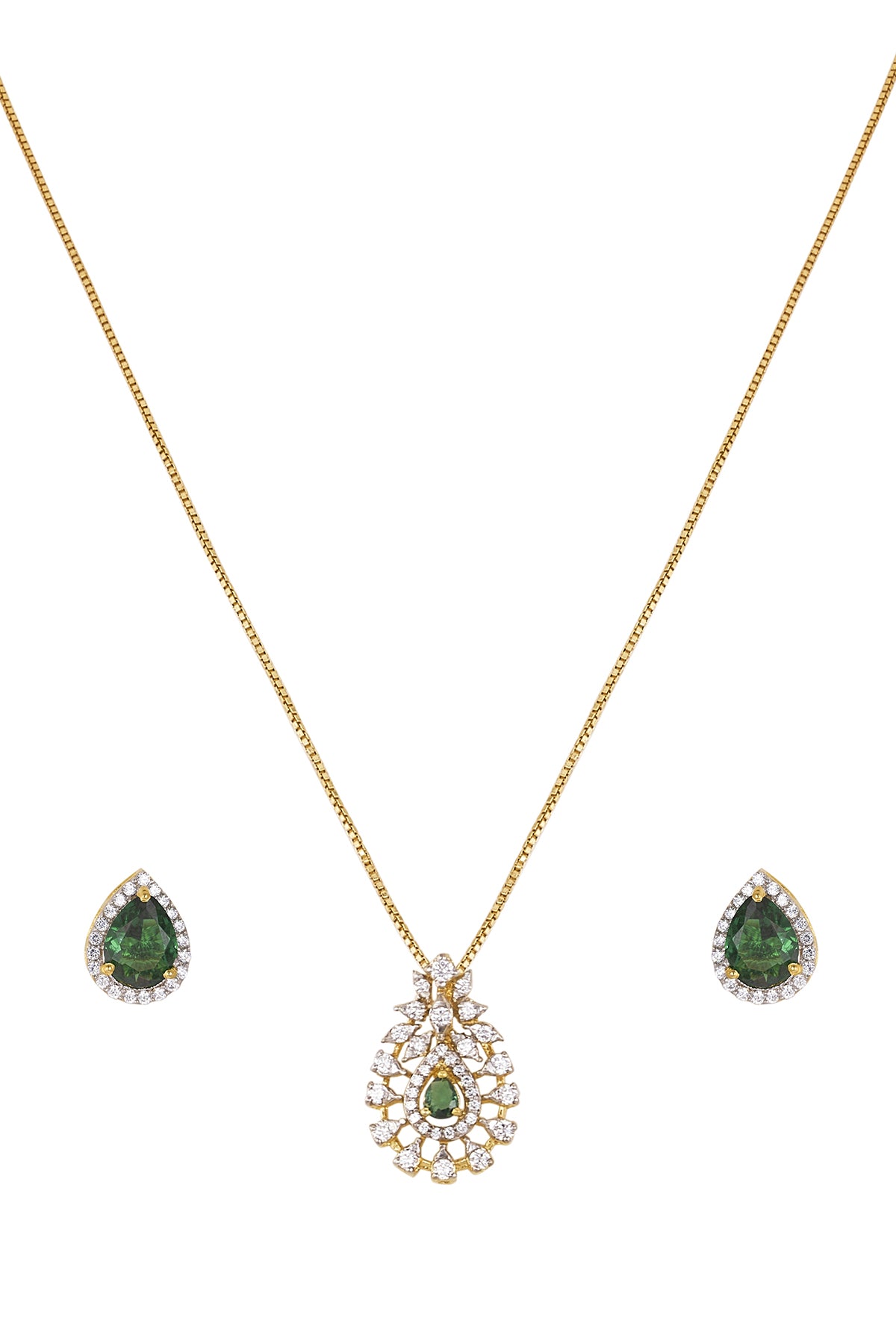Green 925 Silver Jewellery Set