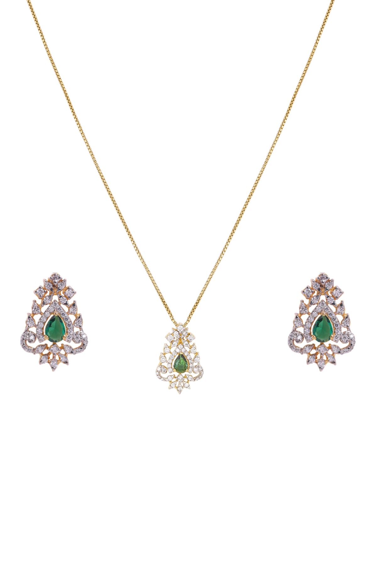 Green 925 Silver Necklace Set