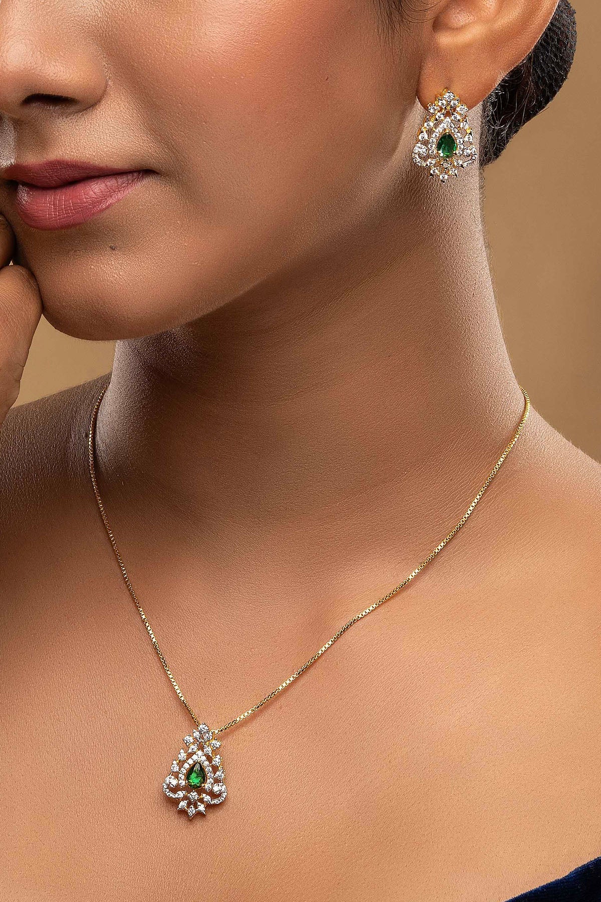 Buy Green 925 Silver Necklace Set for women by Sica online available at scrollnshops