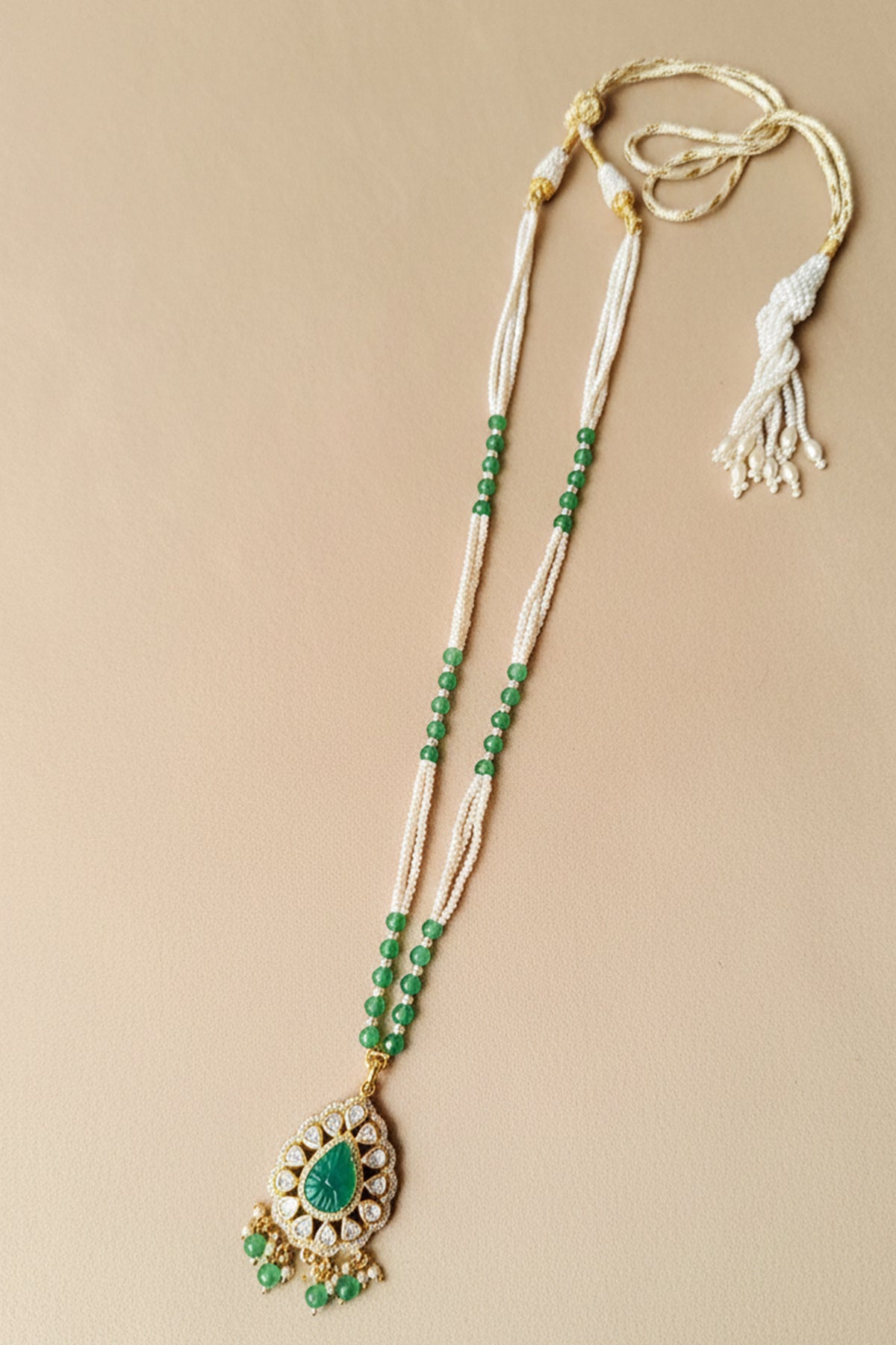 Green 925 Silver Polki Necklace
