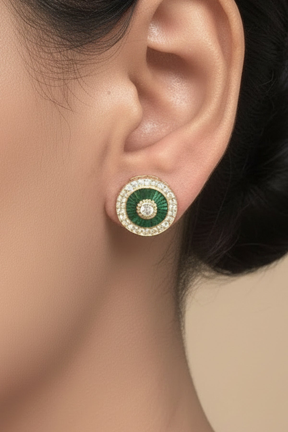 Buy Green 925 Silver Round Earring Set for women by Sica online available at scrollnshops
