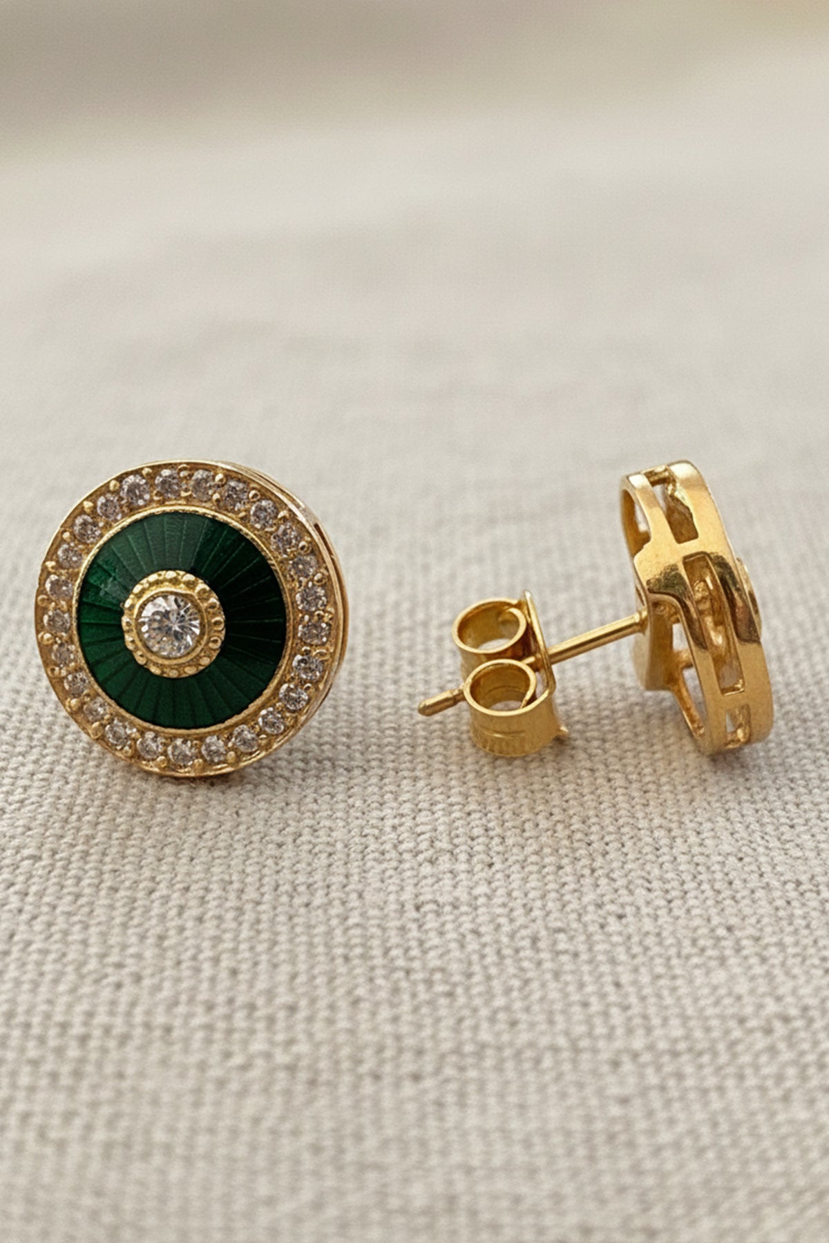 Green 925 Silver Round Earring