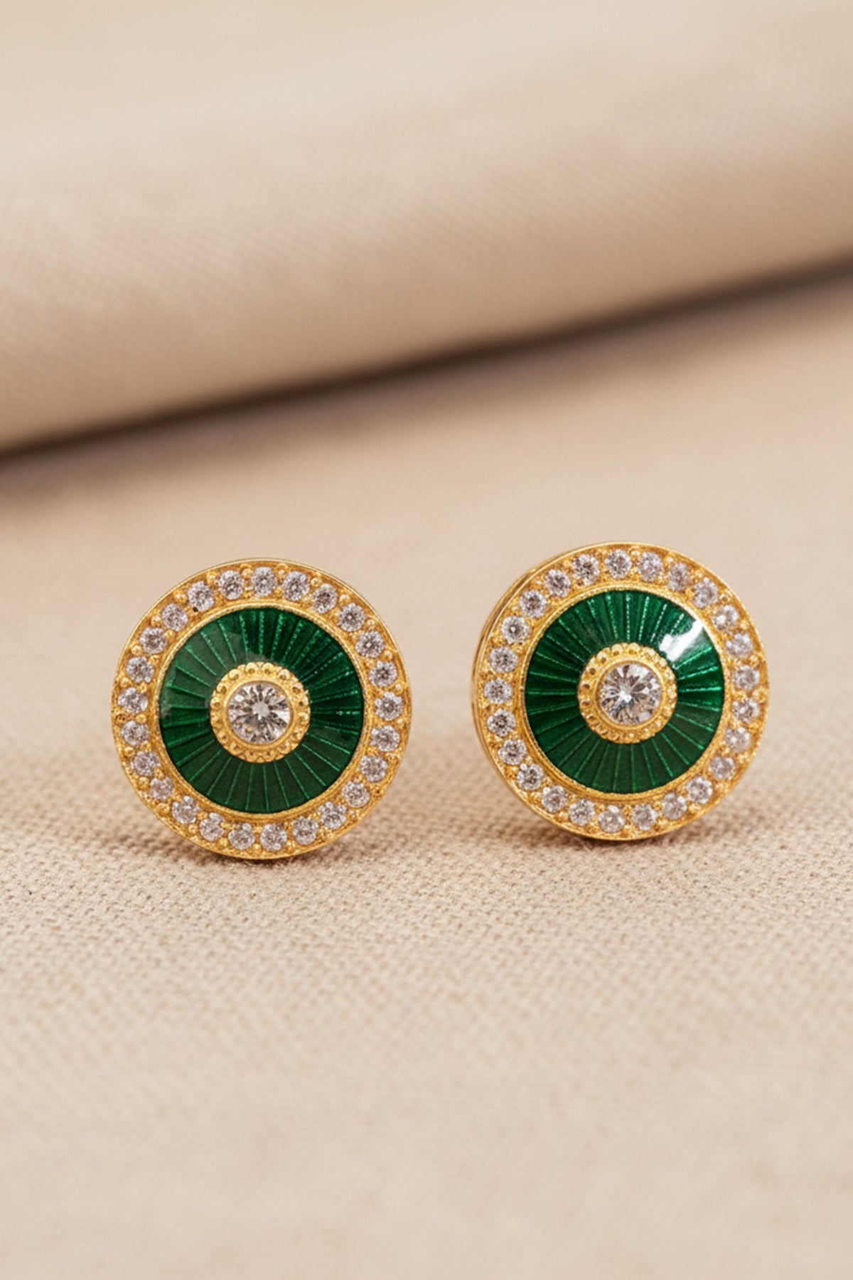 Green 925 Silver Round Earring