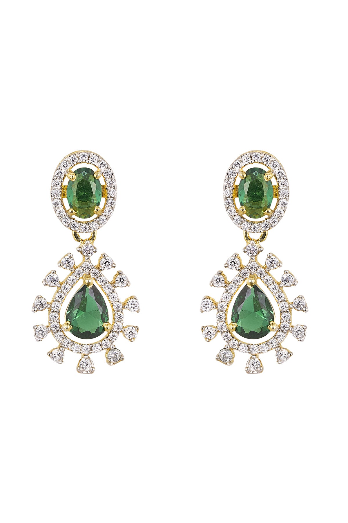 Green 925 Silver Stud Earrings