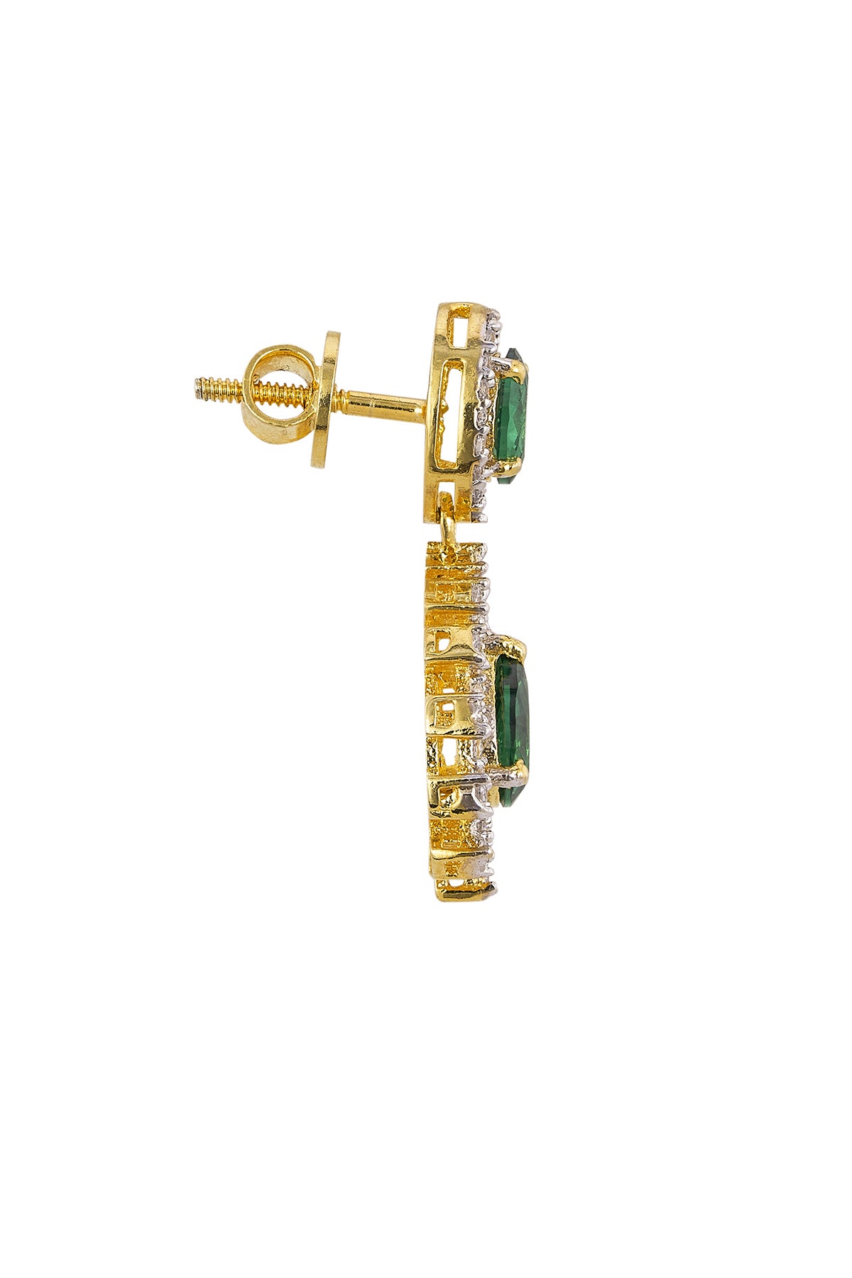 Green 925 Silver Stud Earrings