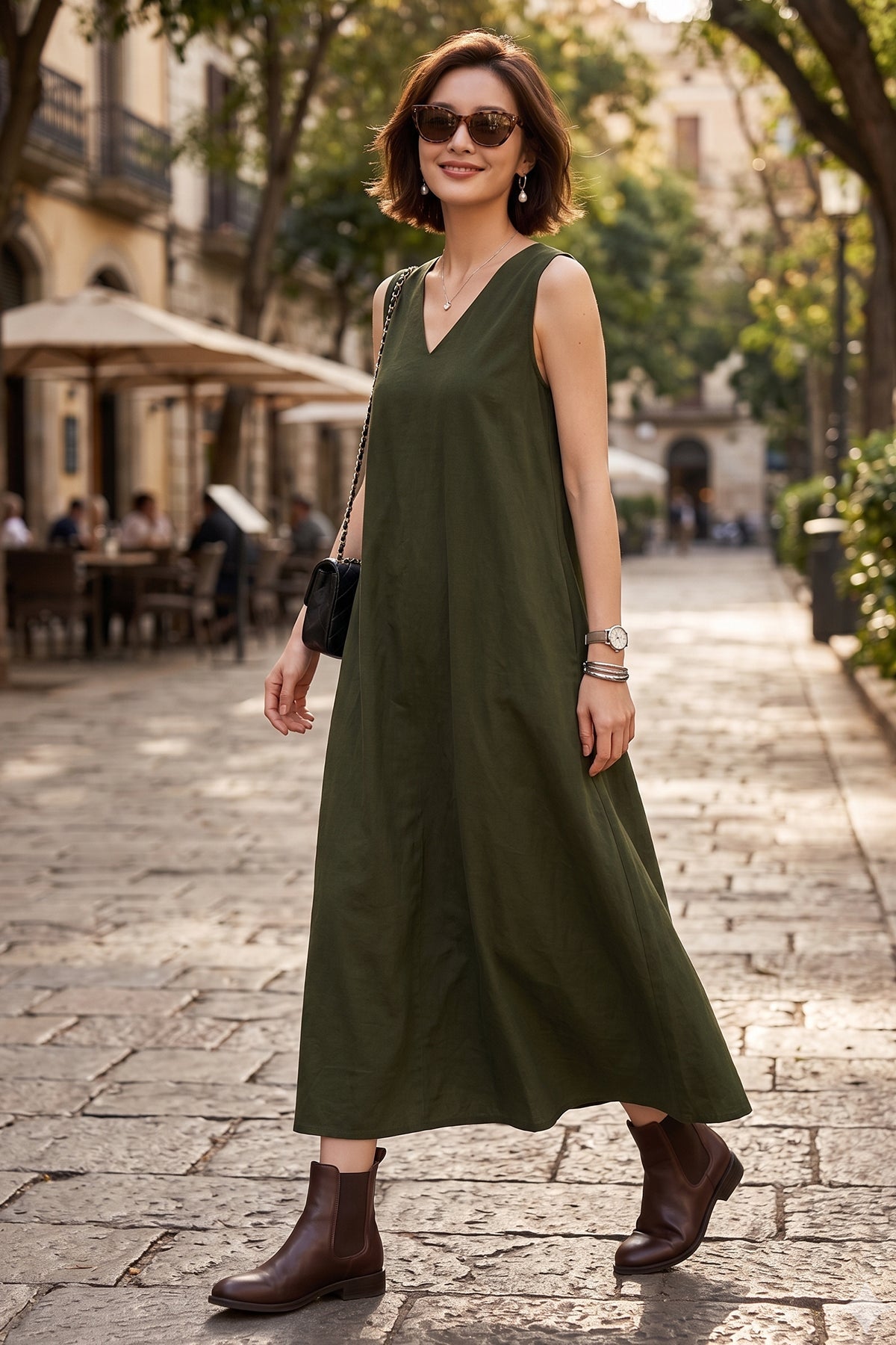 Buy Green A-Line Cotton Maxi Dress for women by Sneha B online available at scrollnshops