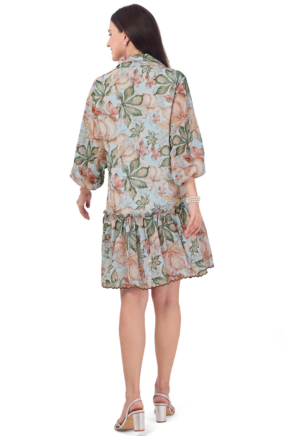 Green A-Line Frill Mini Dress