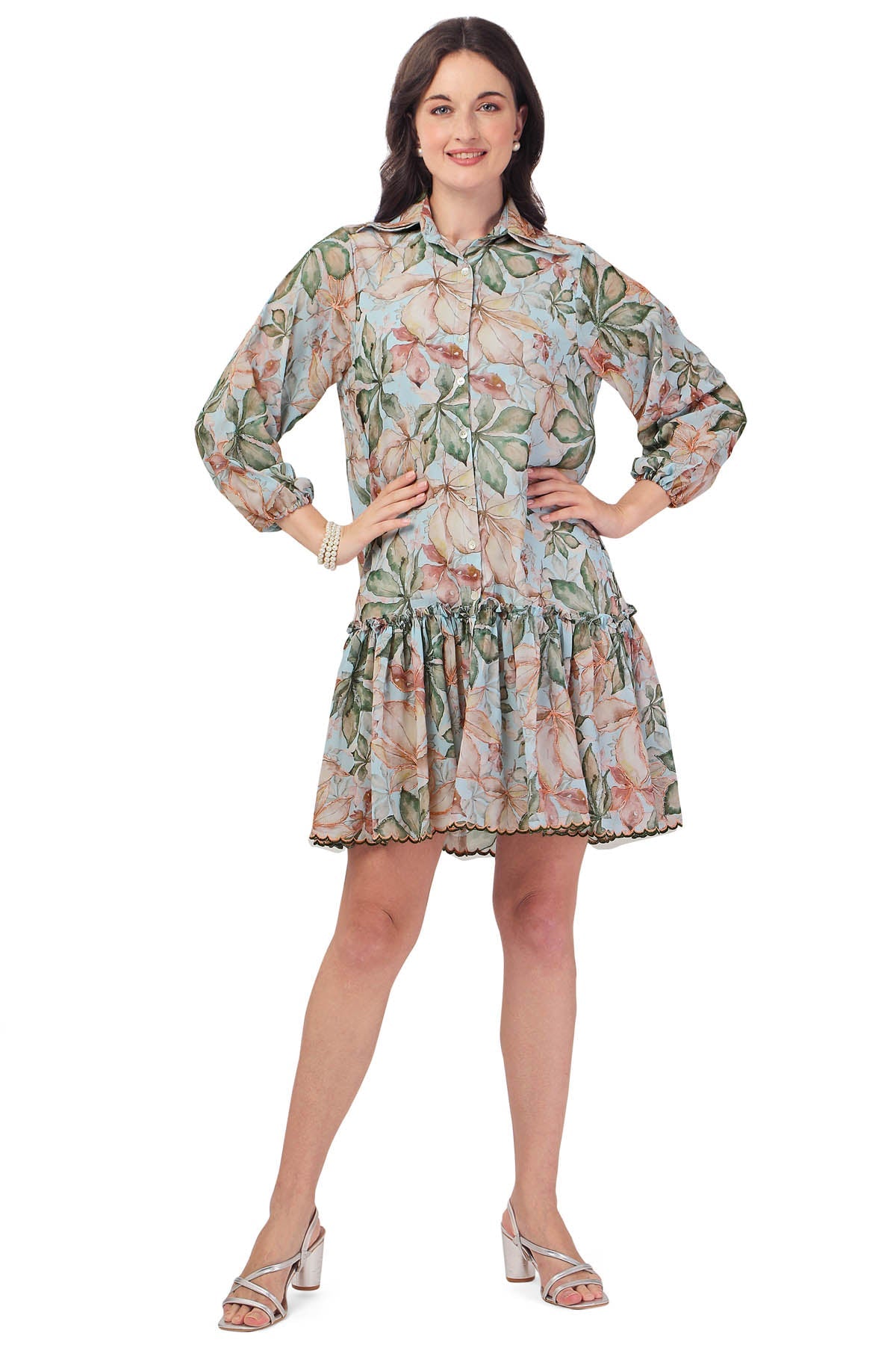 Buy Green A-Line Frill Mini Dress Online