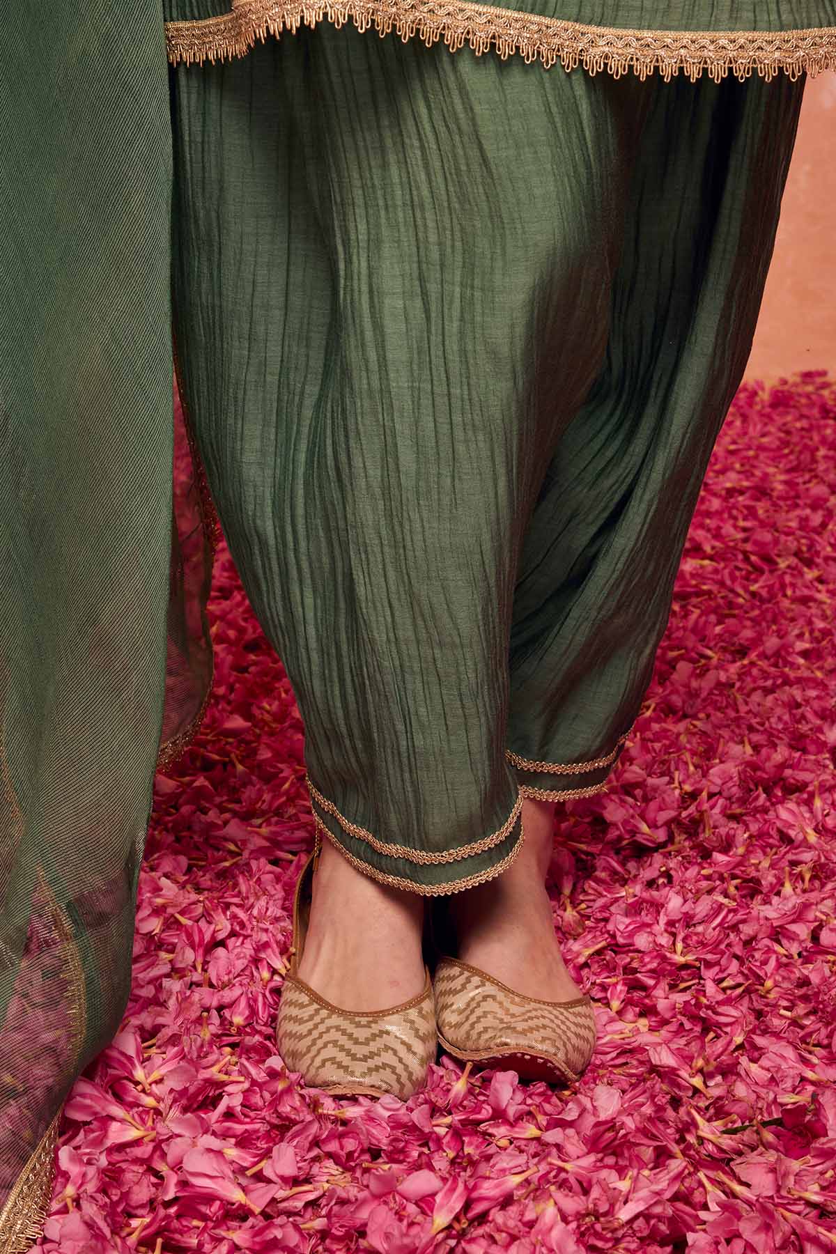 Green A-Line Short Kurta Set