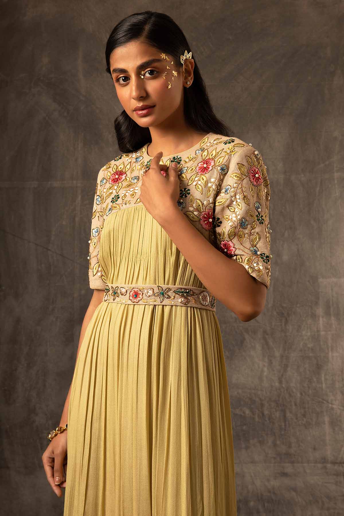 Green Aari Embroidered Dress