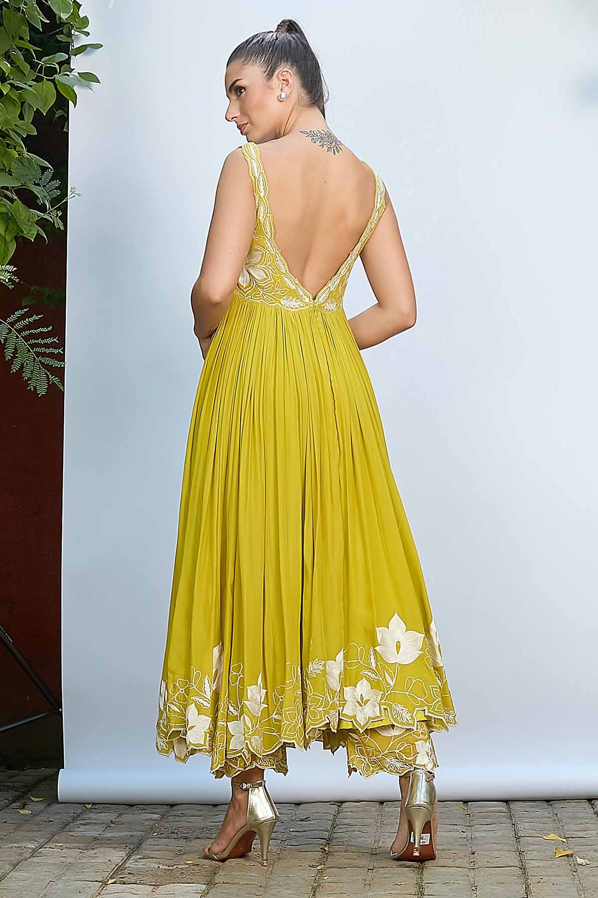 Green Aari Work Anarkali Set