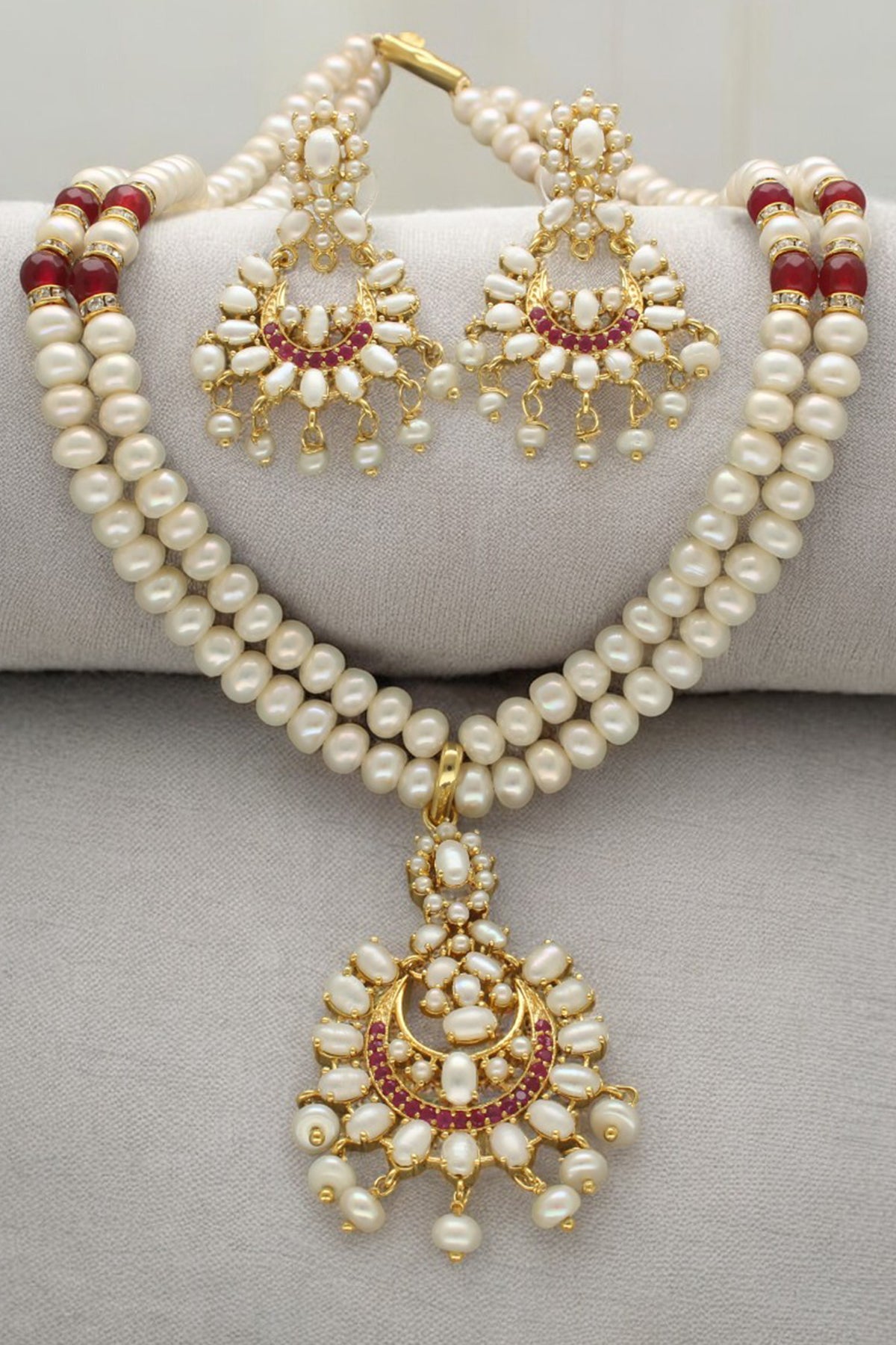 Green Alloy Stone Necklace Set