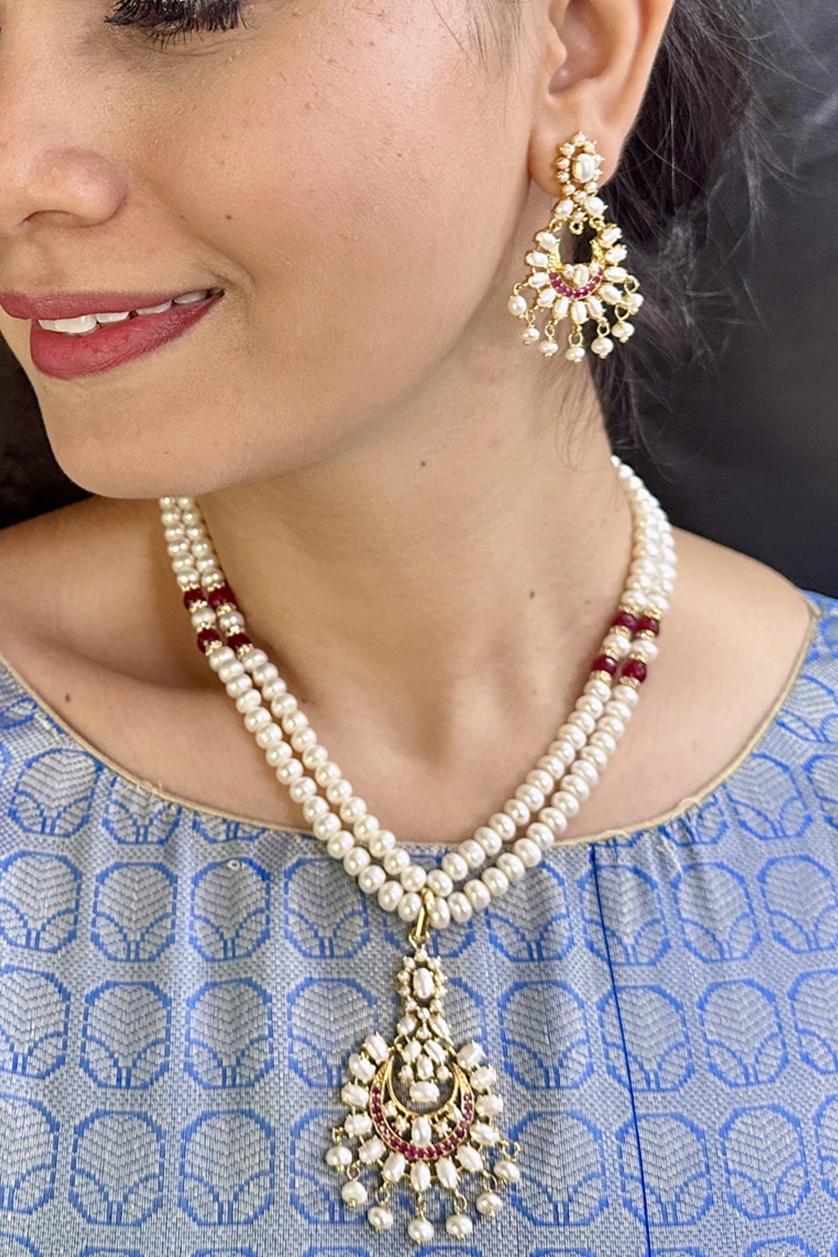 Buy Green Alloy Stone Necklace Set for women by J Pearls online available at scrollnshops