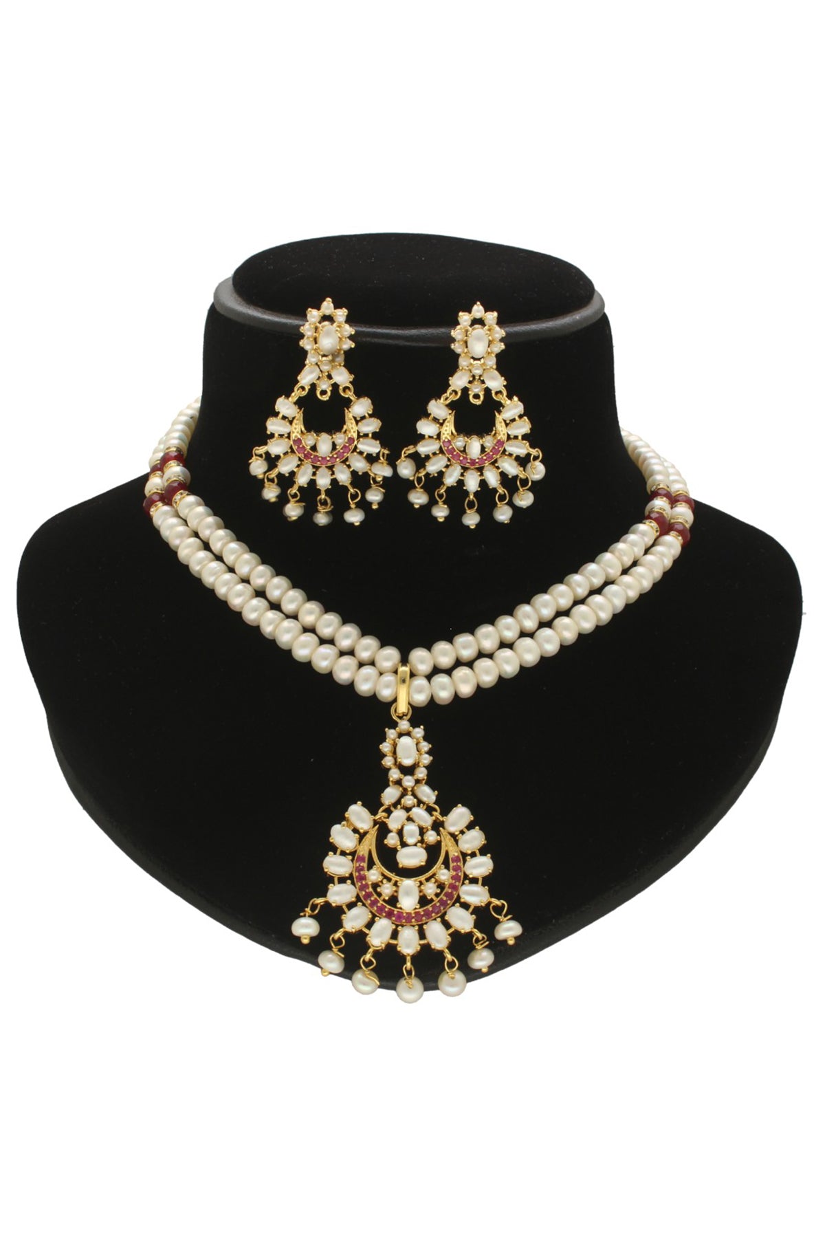 Green Alloy Stone Necklace Set