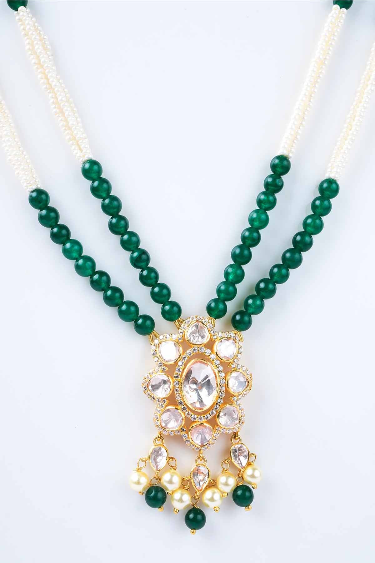 Green Anagha Polki Necklace Set