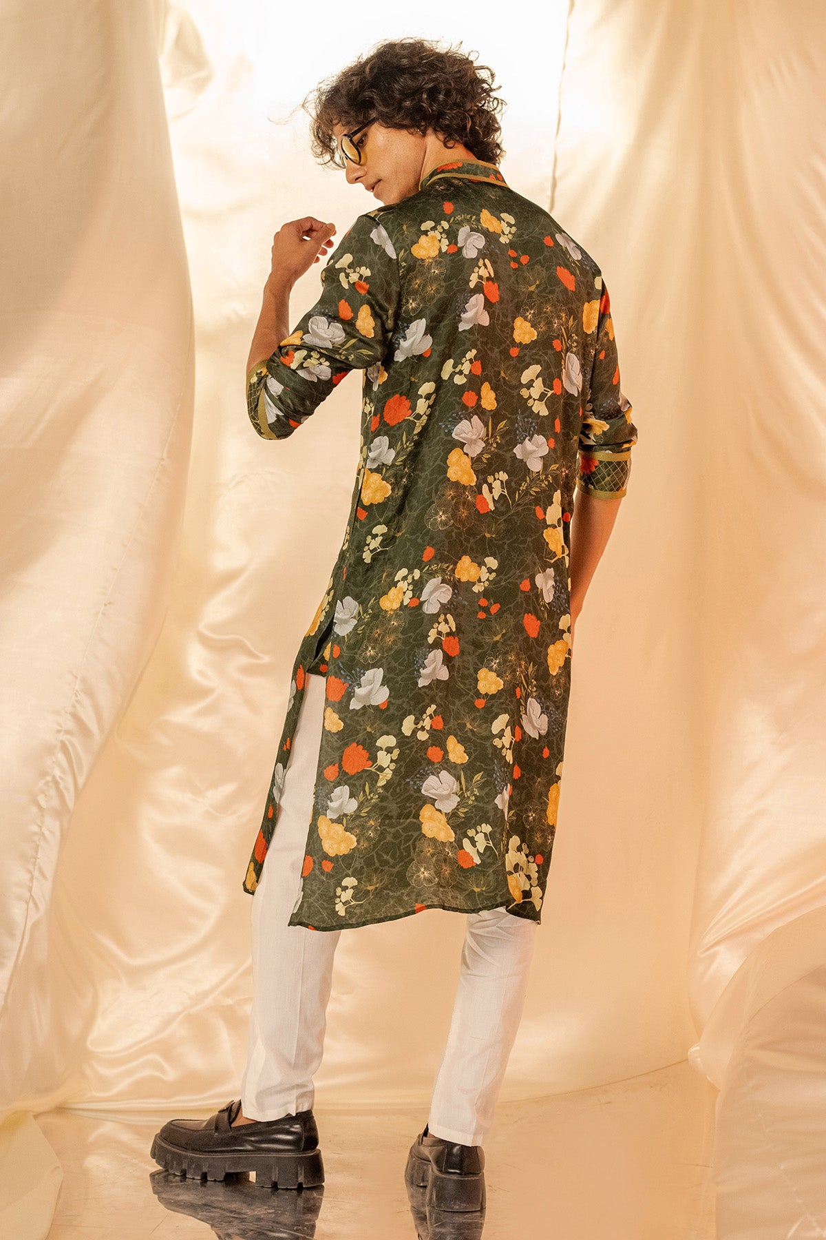Green Anchor Detail Print Kurta
