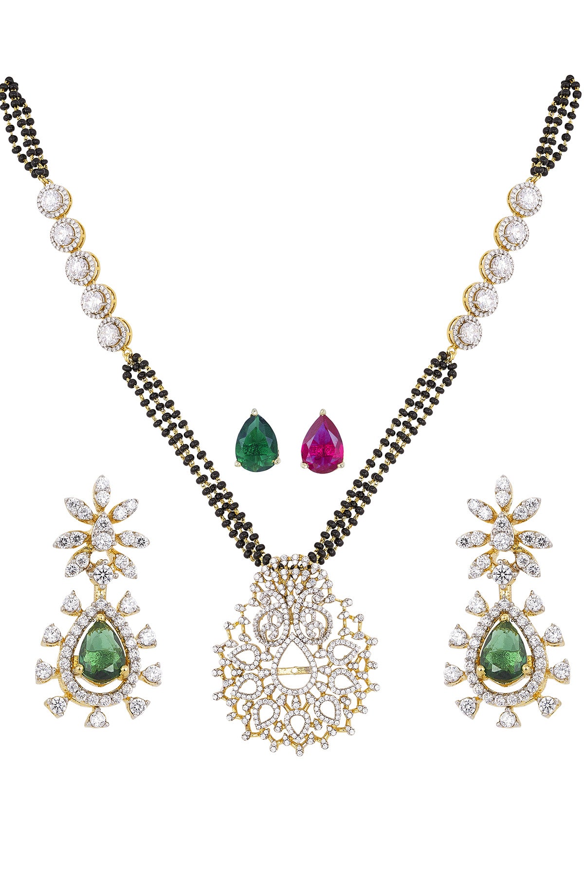 Green And Red Mangalsutra Set
