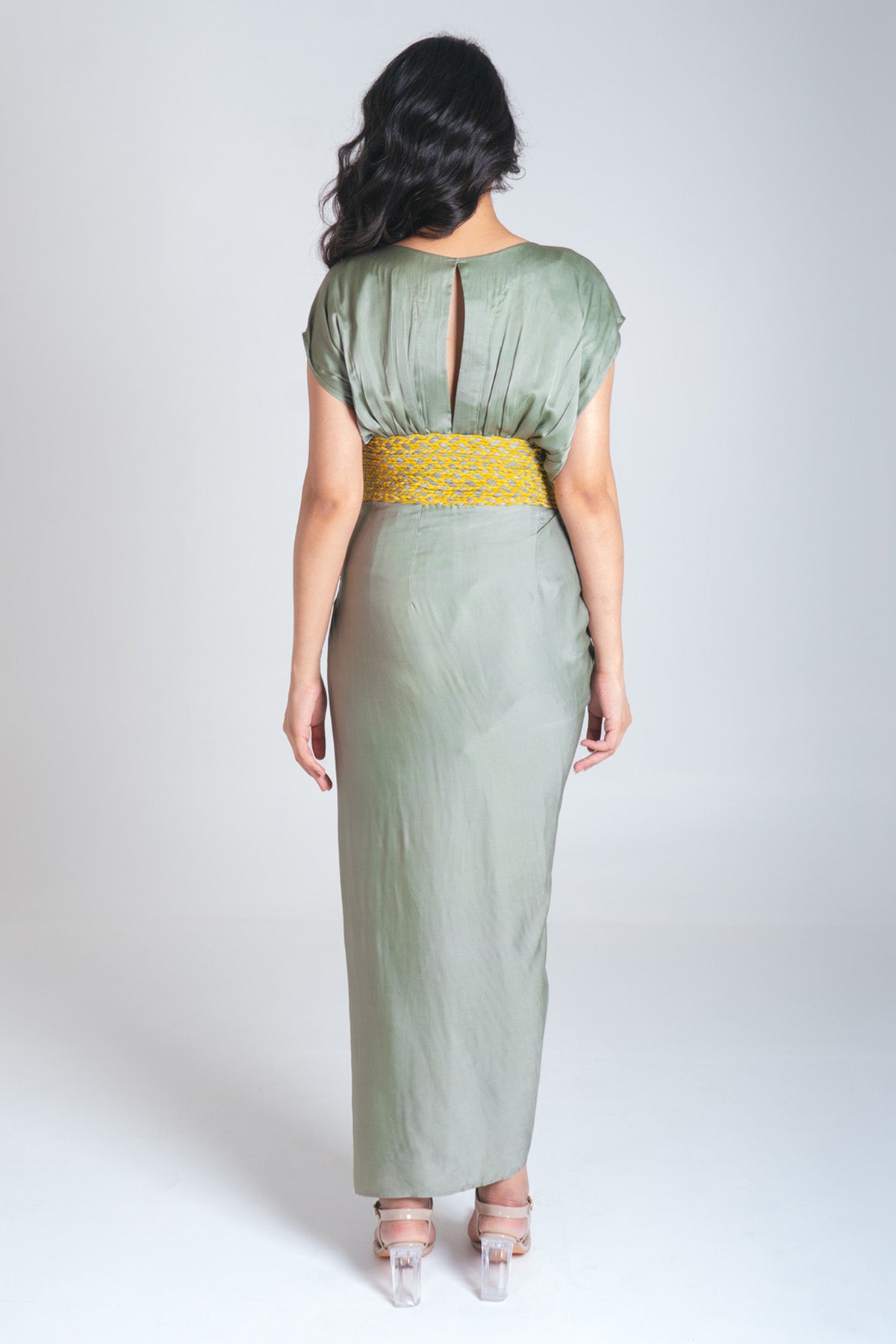 Green And Yellow Braided Gown