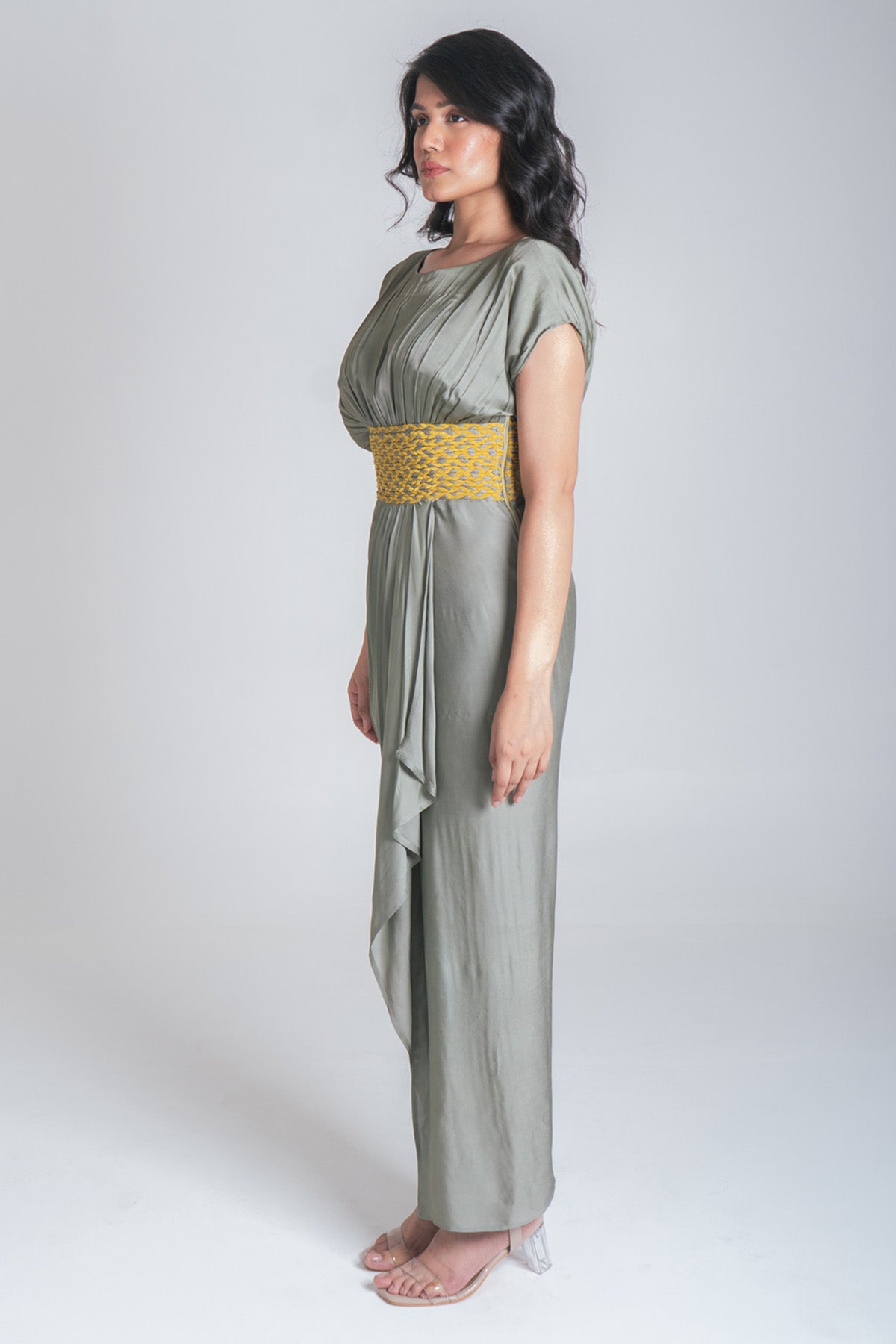 Green And Yellow Braided Gown