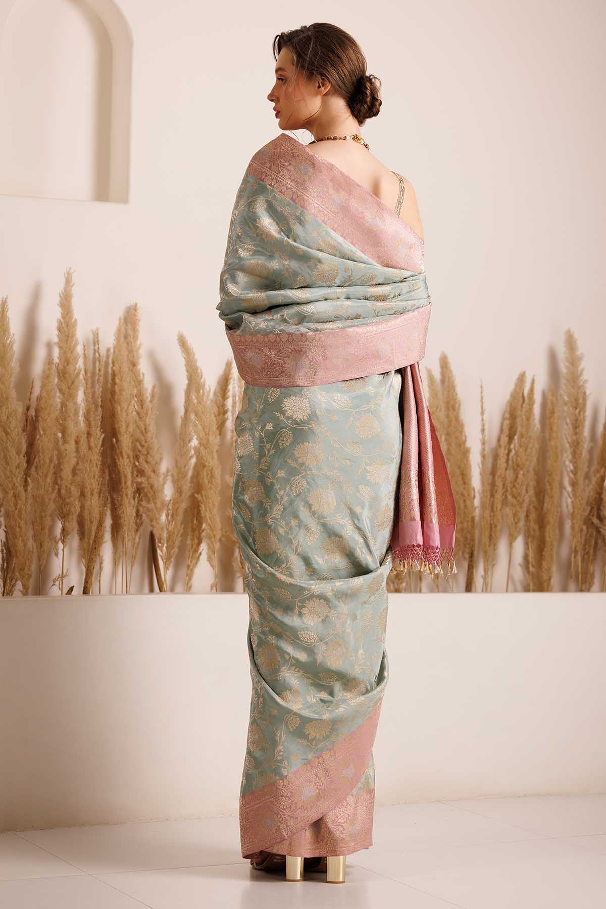 Applique Green Saree & Blouse