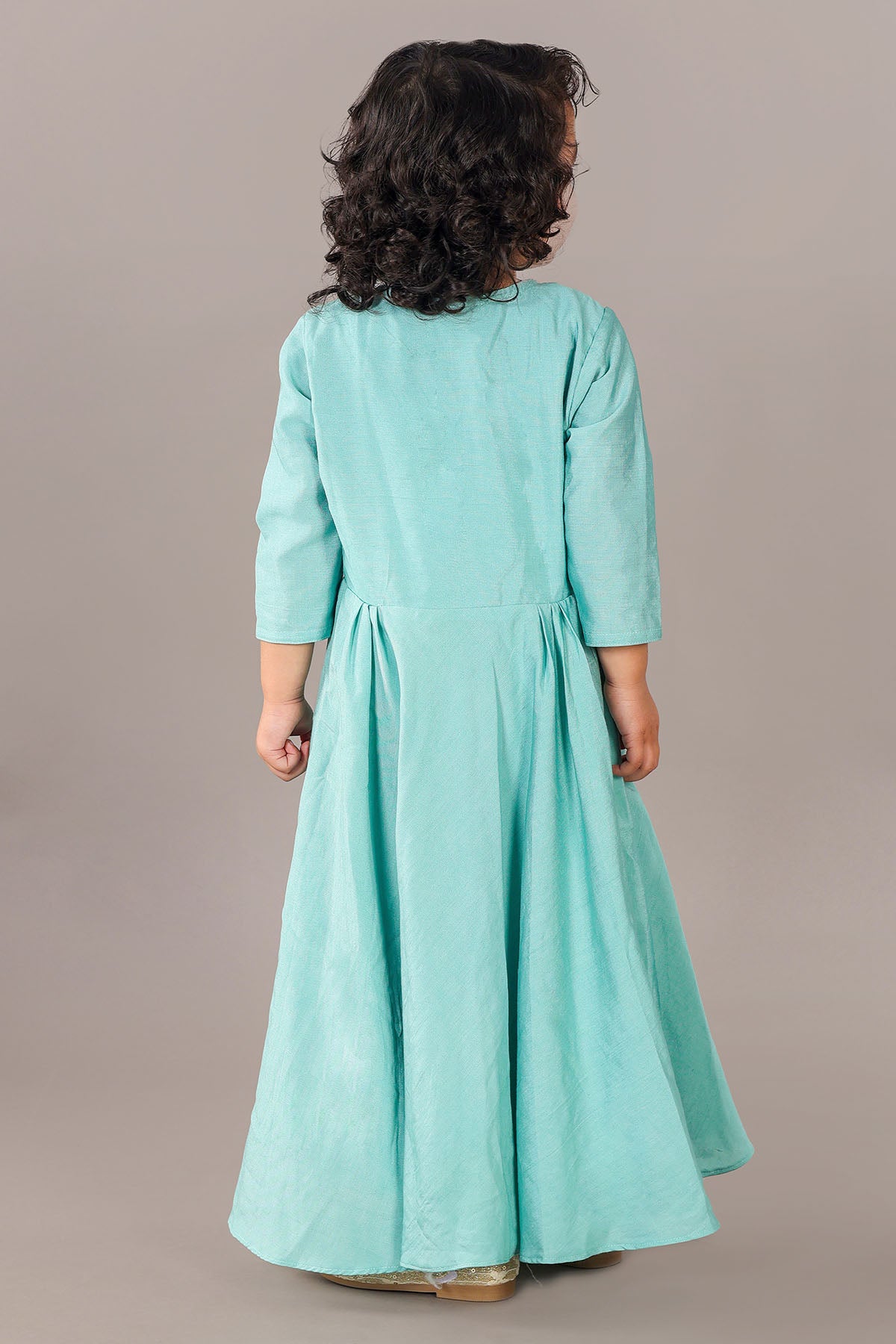 Green Asymmetrical Anarkali Set