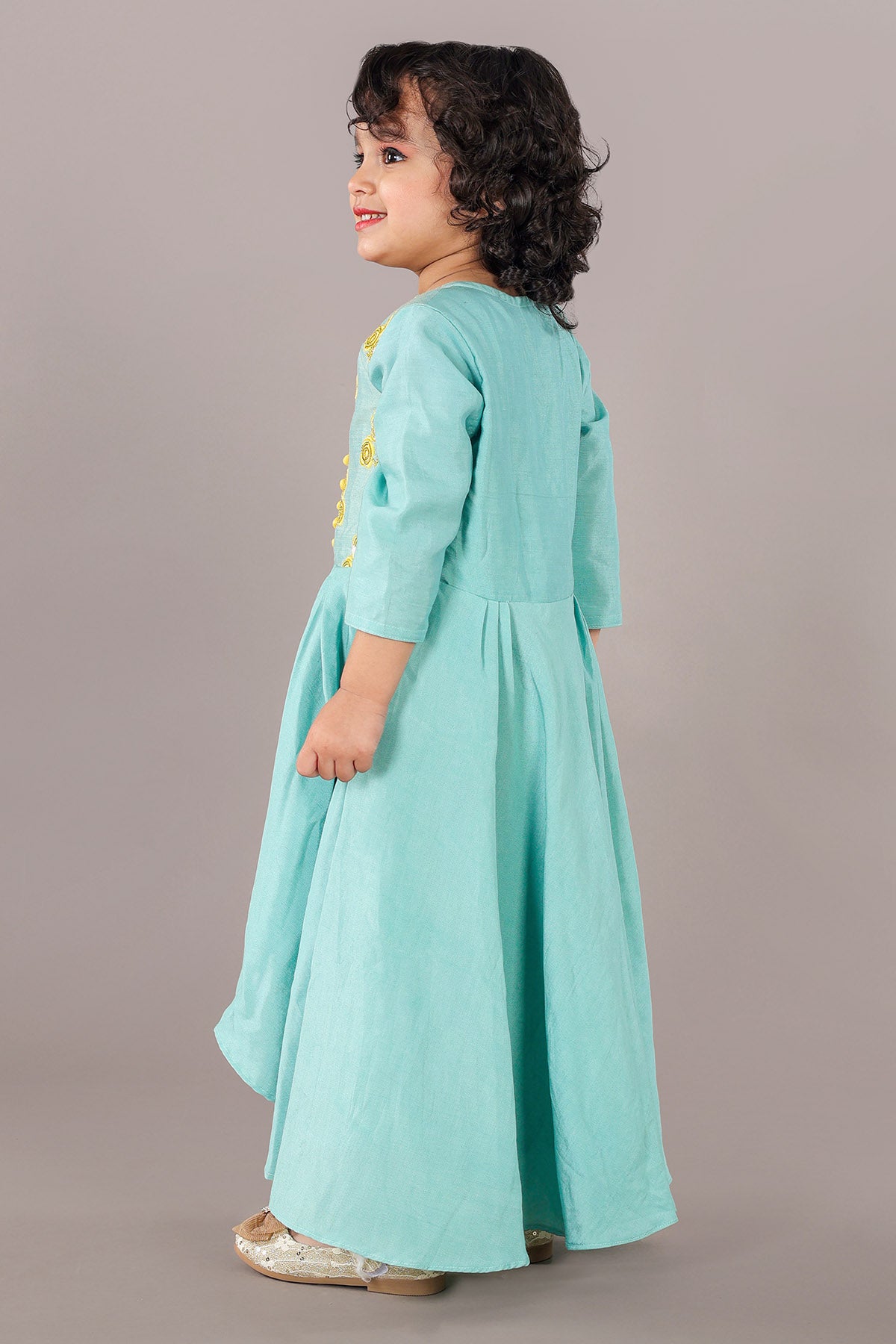 Green Asymmetrical Anarkali Set