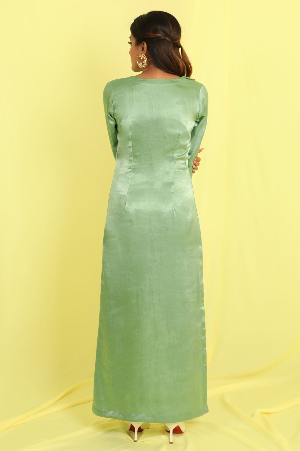 Green Asymmetrical Midi Dress