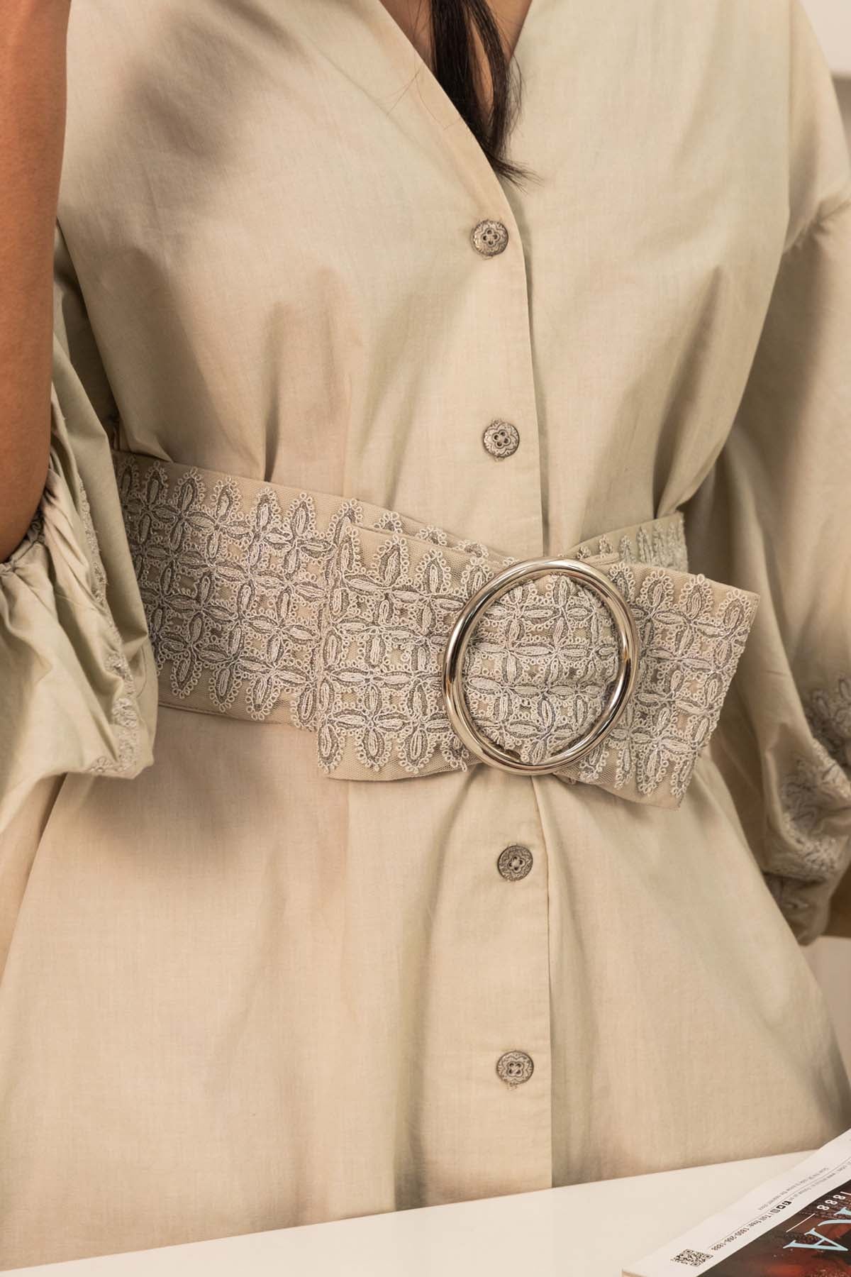 Green Balloon Sleeves Dress