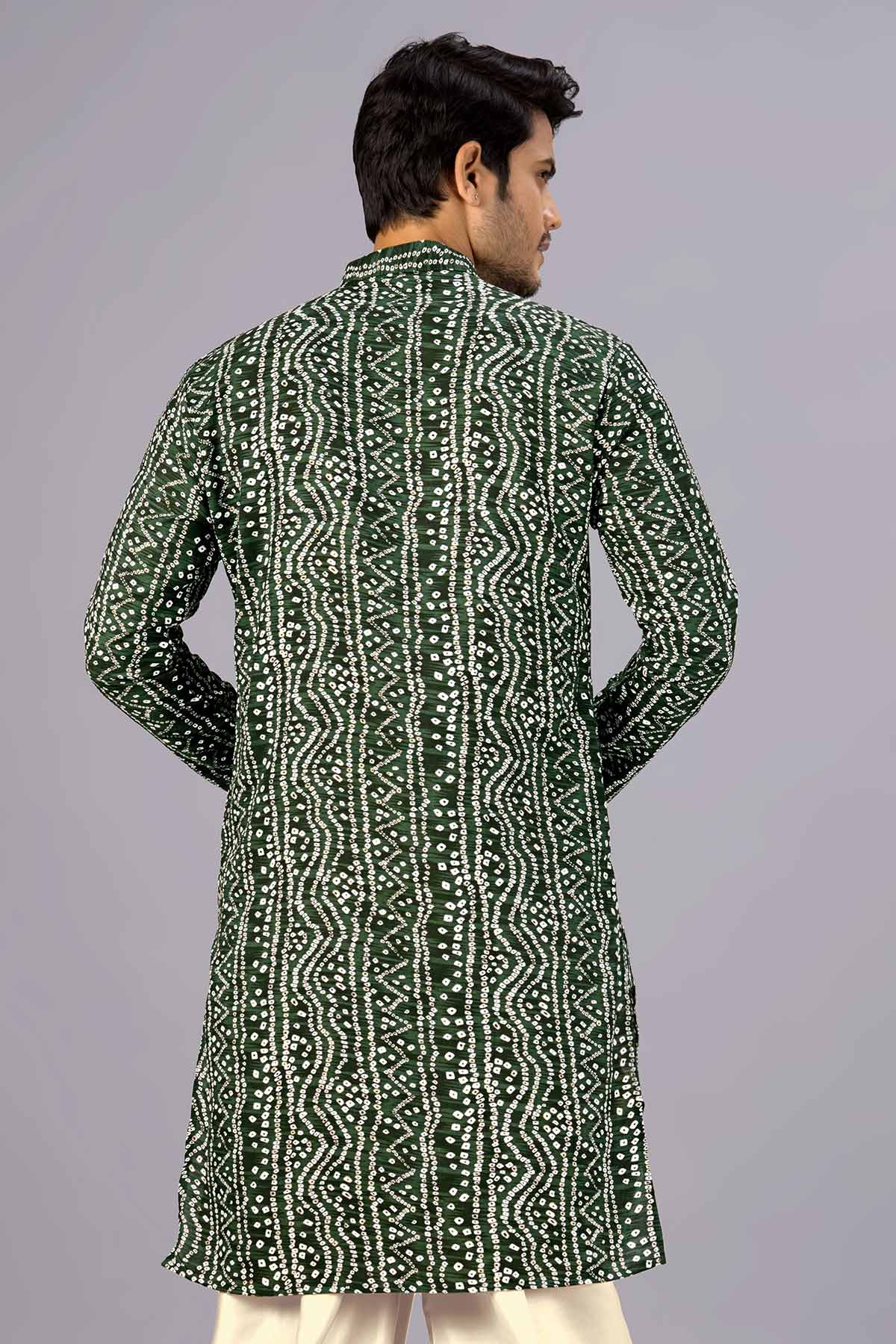 Green Bandhani Printed Kurta