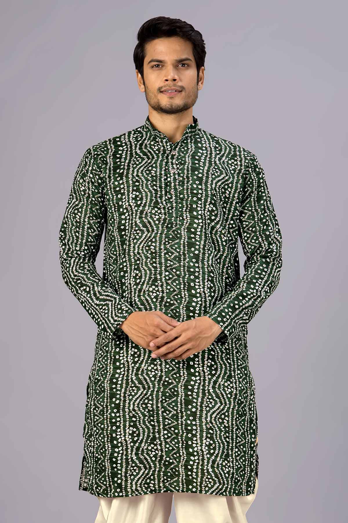 Green Bandhani Printed Kurta