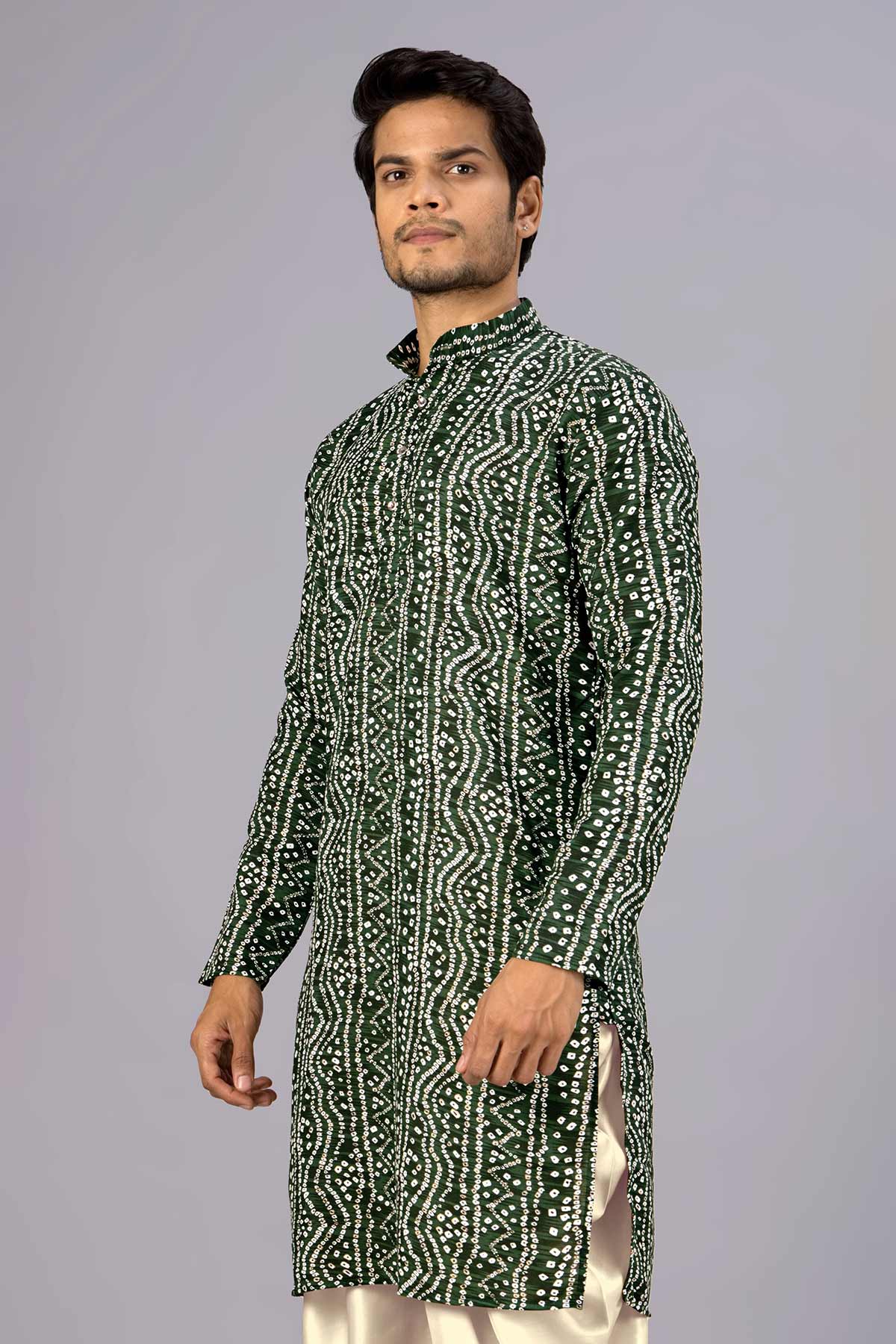 Buy Green Bandhani Printed Kurta for women by Priyanka Jain online available at scrollnshops