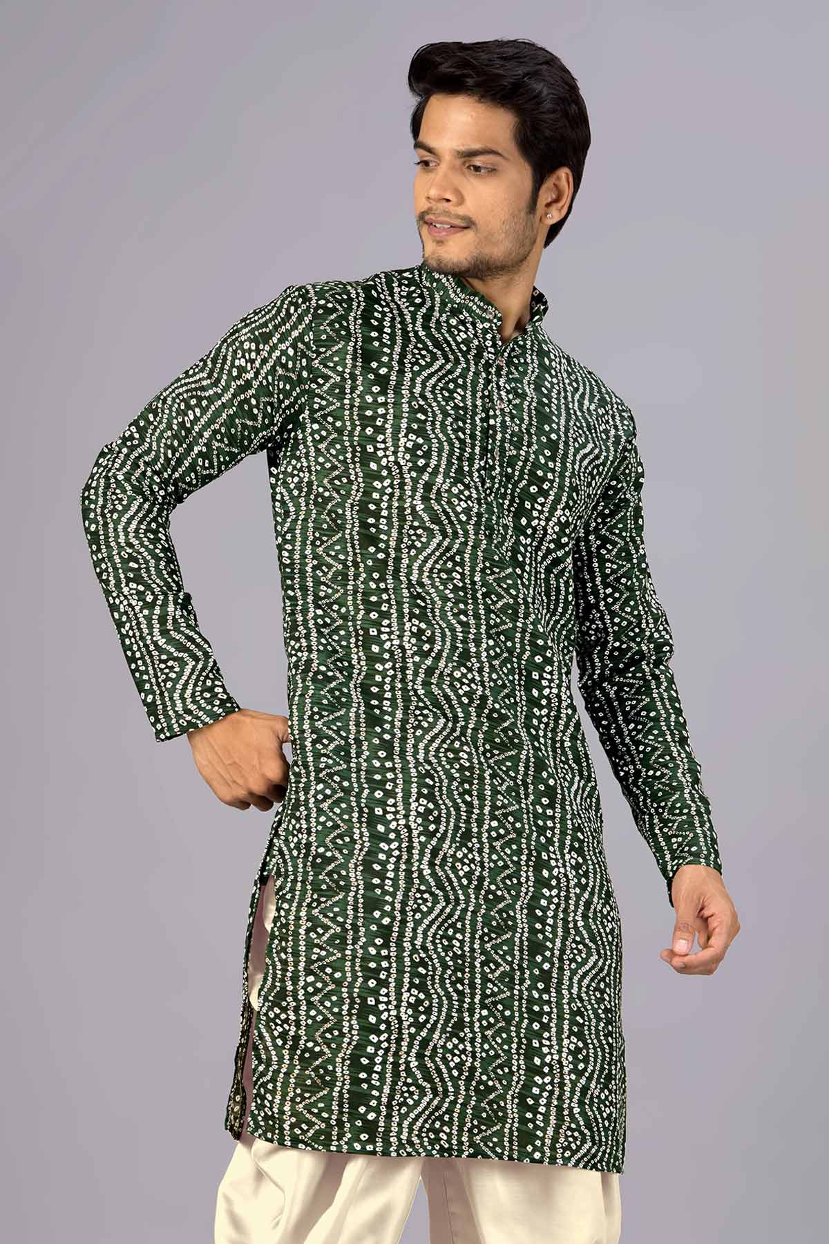 Green Bandhani Printed Kurta
