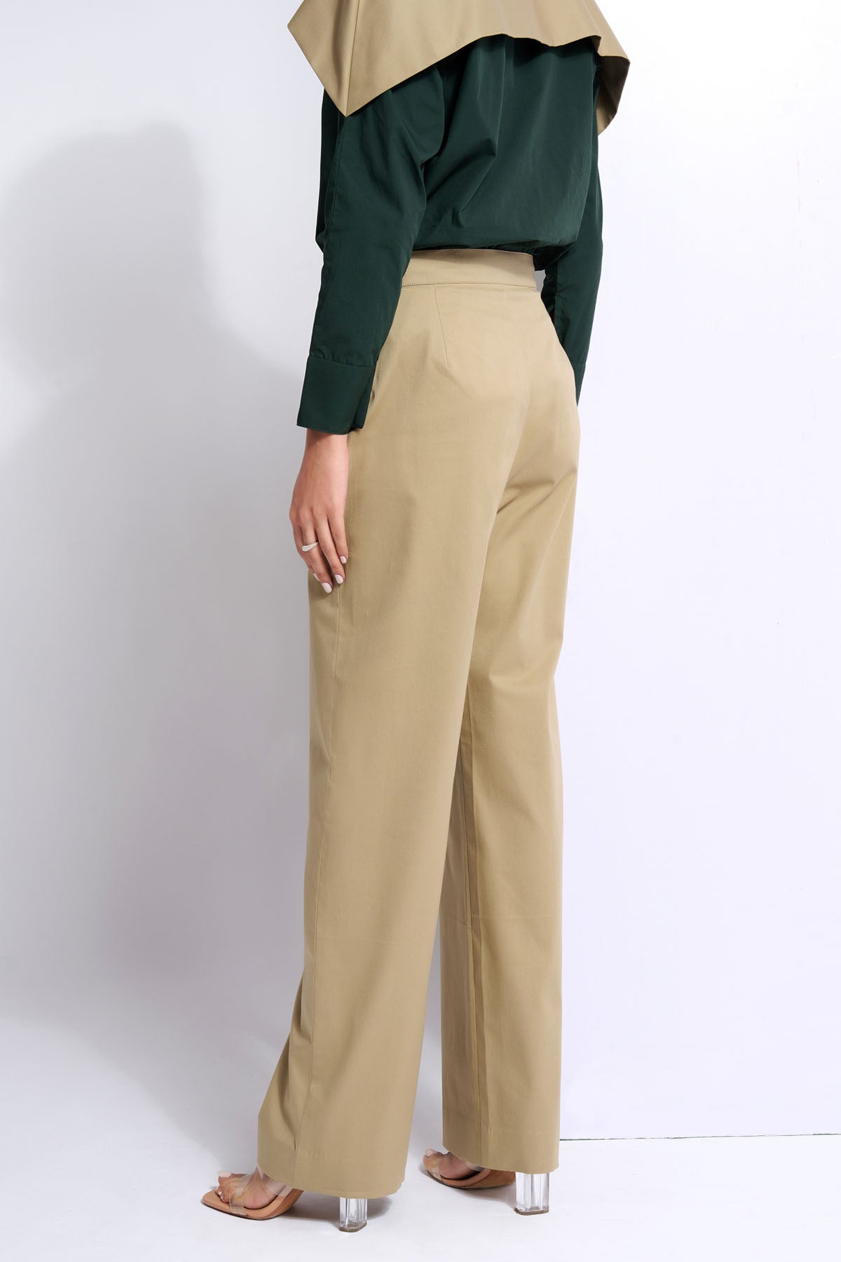 Beige Cotton Twill Trousers