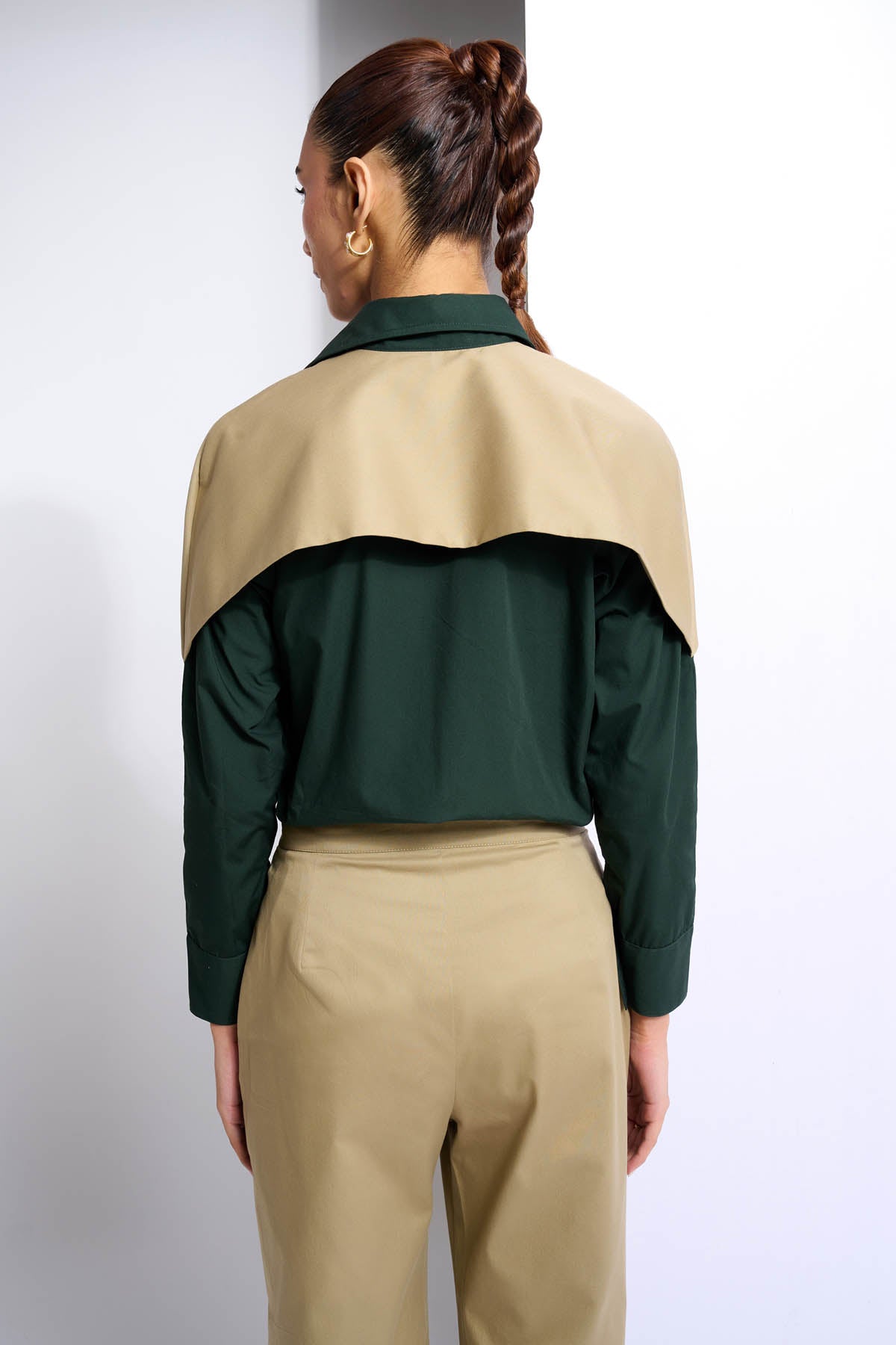 Colorblock Flap Shoulder Shirt